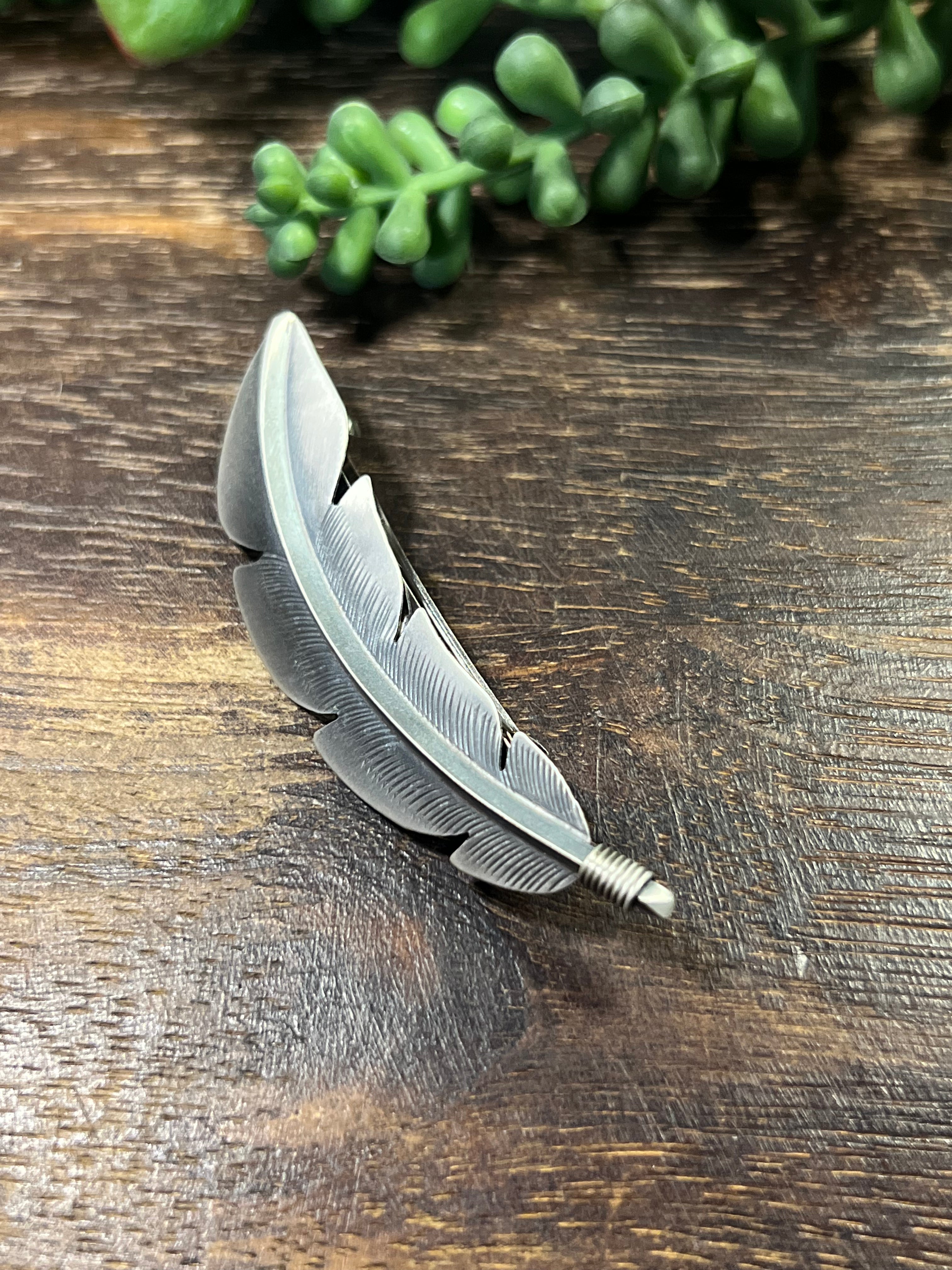 Billy Long Sterling Silver Feather Hair Barrette