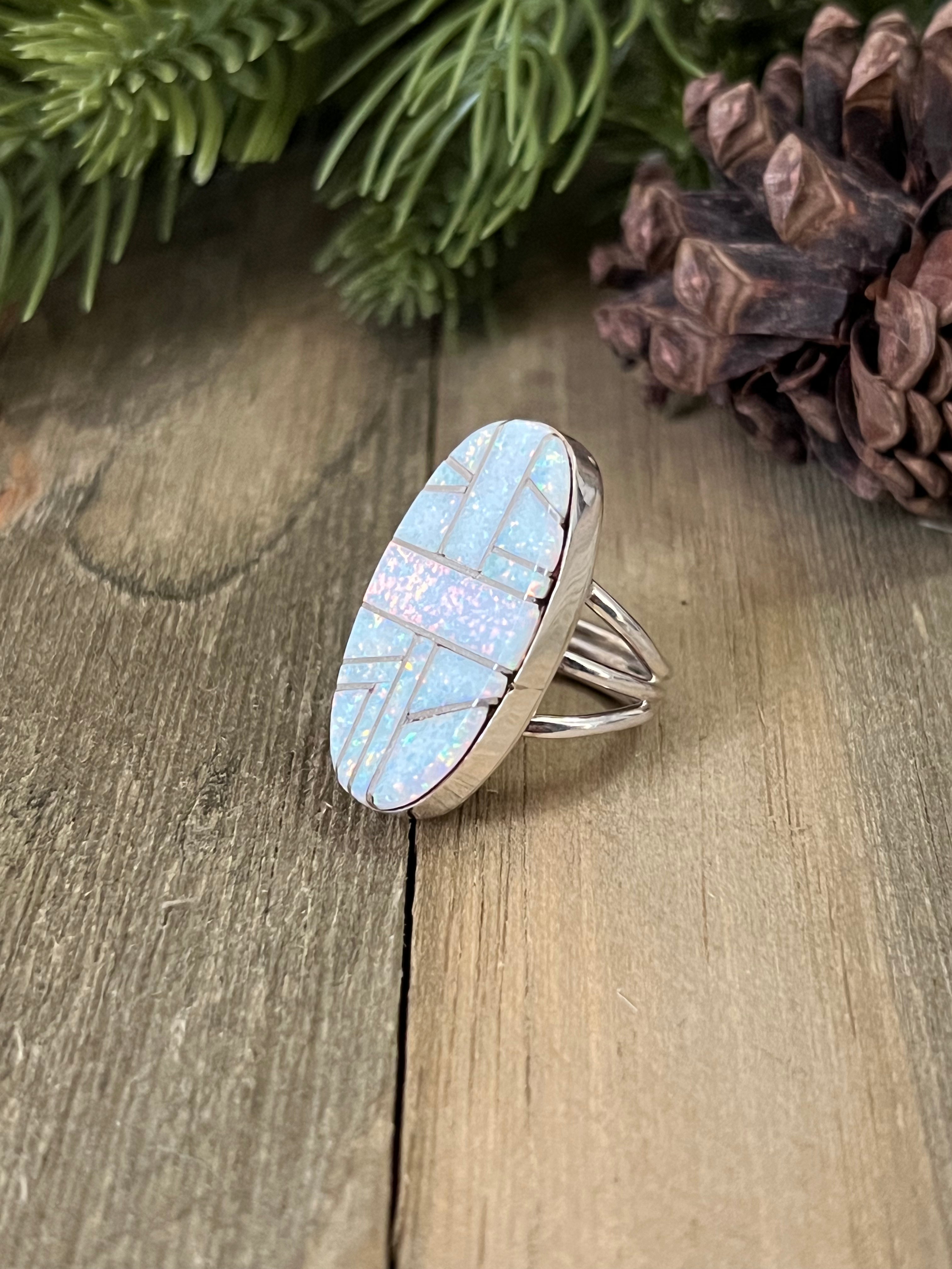 Navajo Made Opal (Man Made) & Sterling Silver Ring Size 5.5