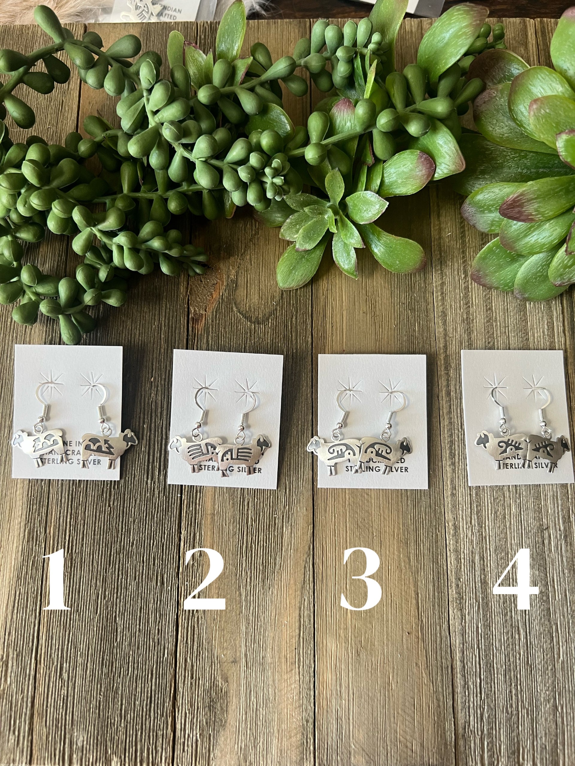 Navajo Made Sterling Silver Dangle Lamb Earrings