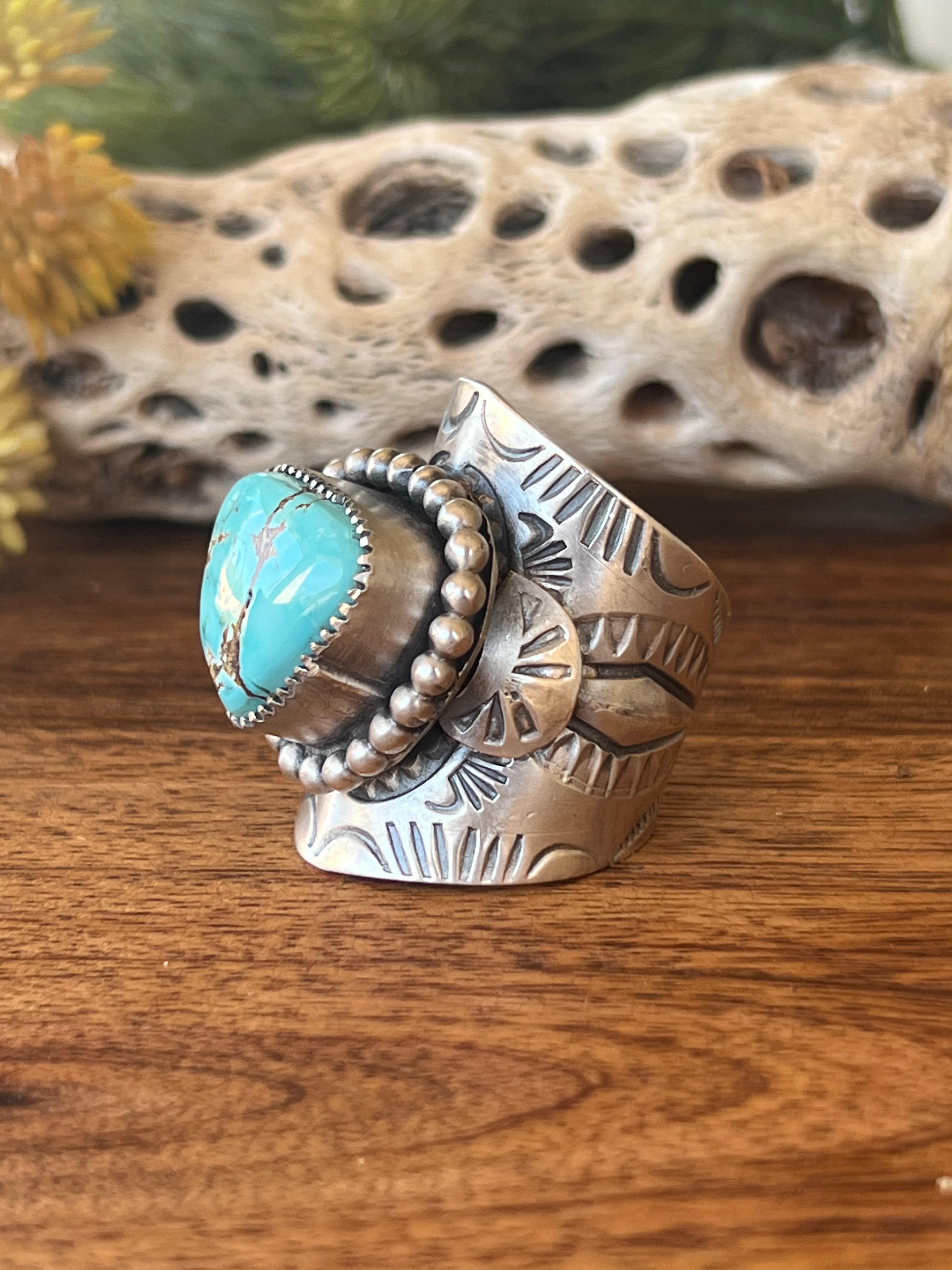 Boyd Ashley Carico Lake Turquoise& Sterling Silver Ring Size 12.75