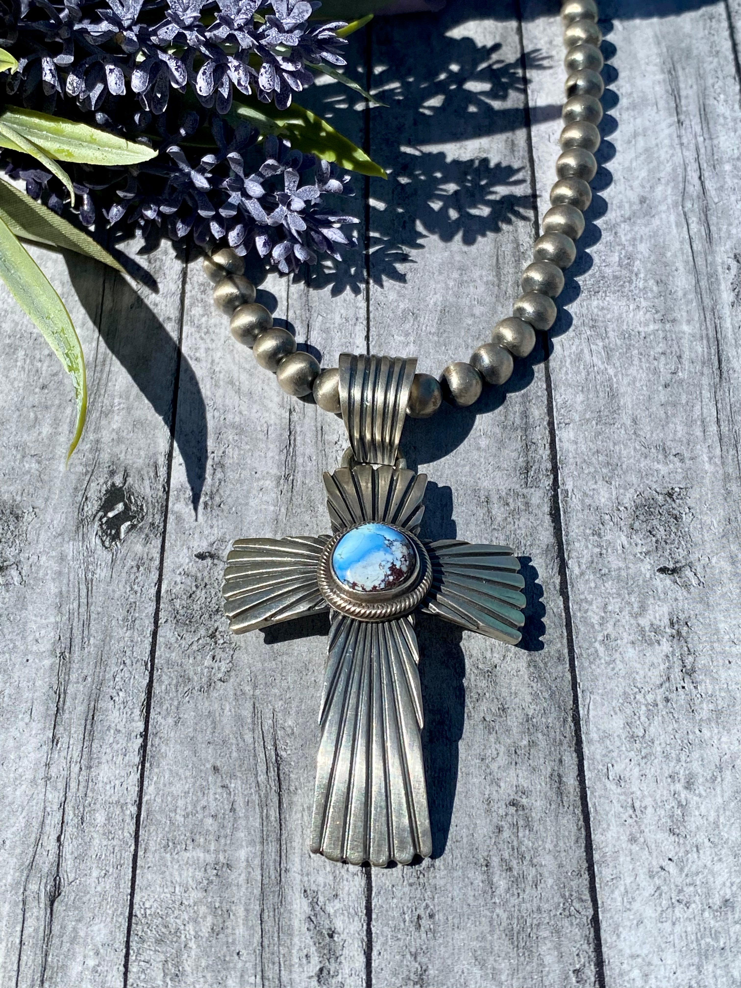 Jereme Delgarito Golden Hill’s Turquoise & Sterling Silver Cross Necklace