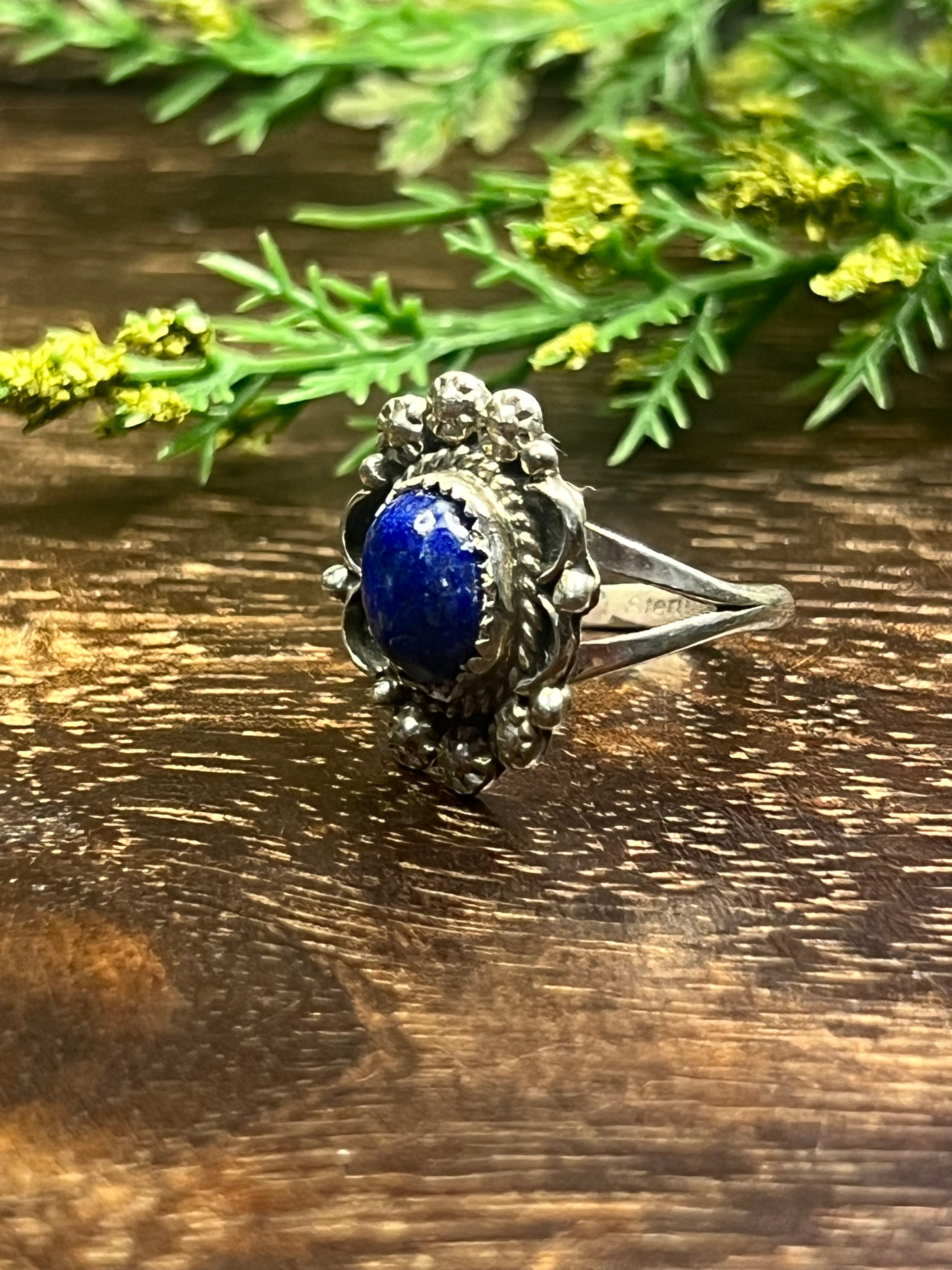 Freda Martinez Lapis & Sterling Silver Ring Size 7