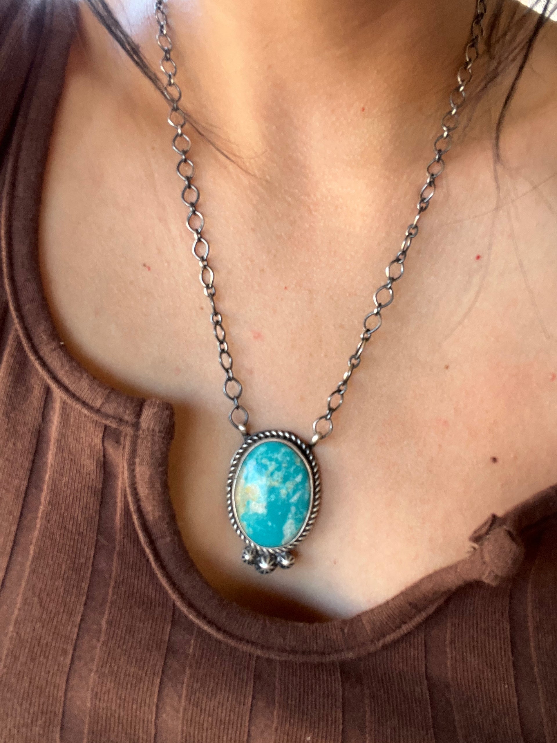 Shelia Becenti Kingman Turquoise & Sterling Silver Necklace