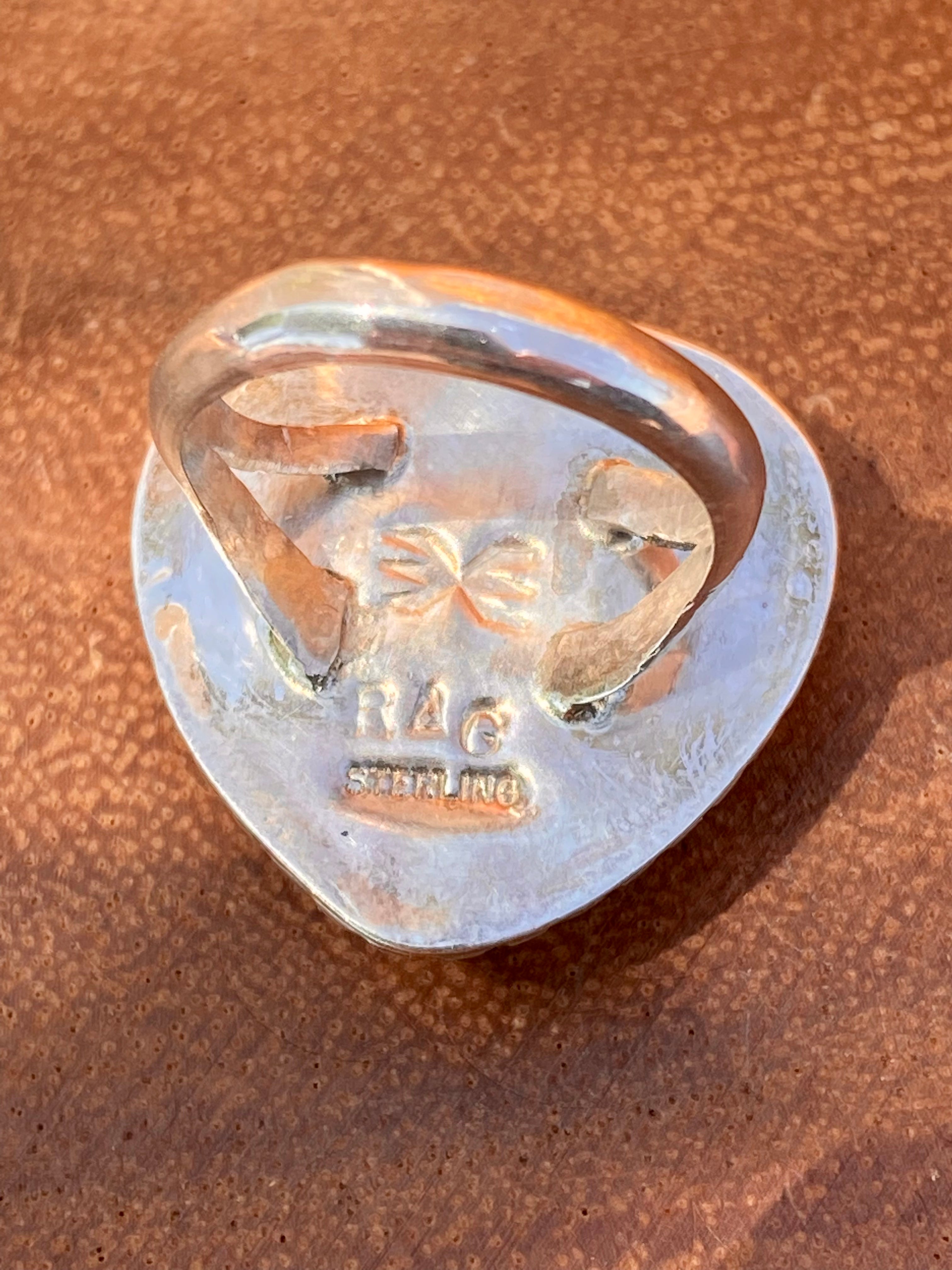 Reda Galvan Black Obsidian & Sterling Silver Heart Ring Size 6