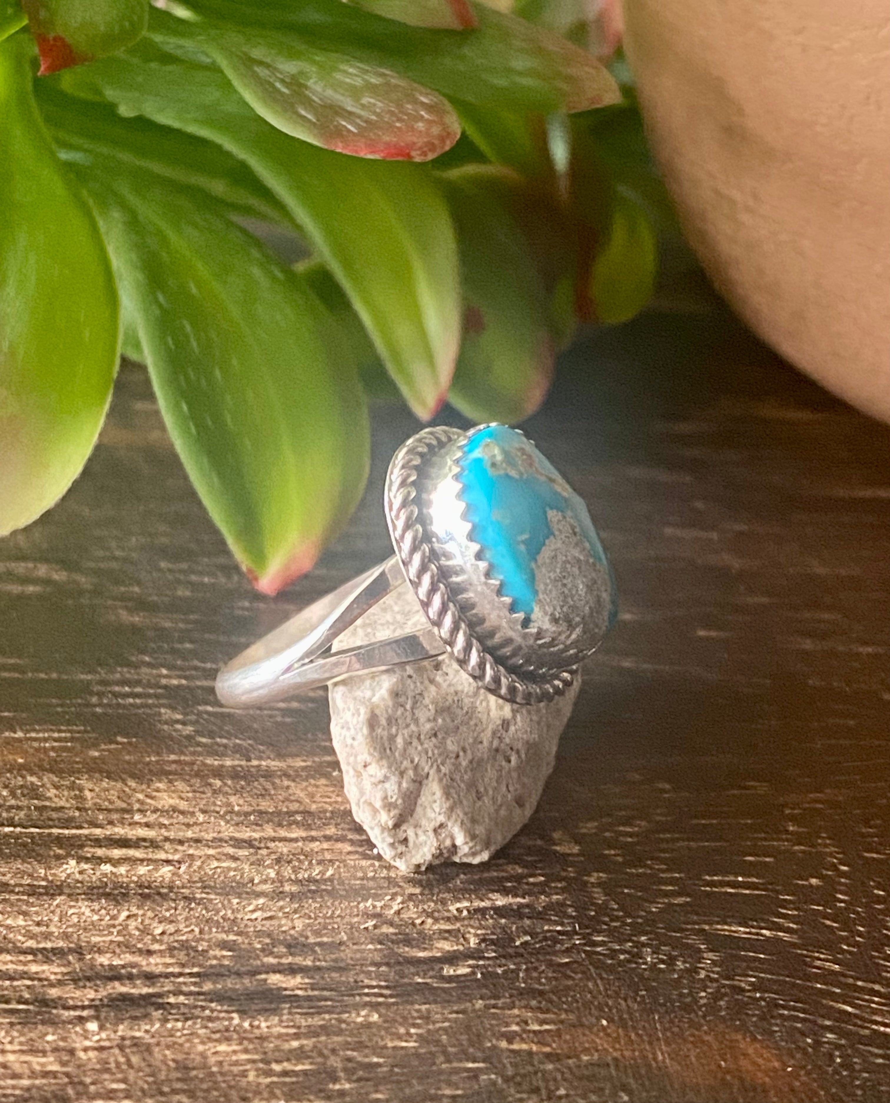 Reda Galvan South Hill Turquoise & Sterling Silver Ring Size 8.5