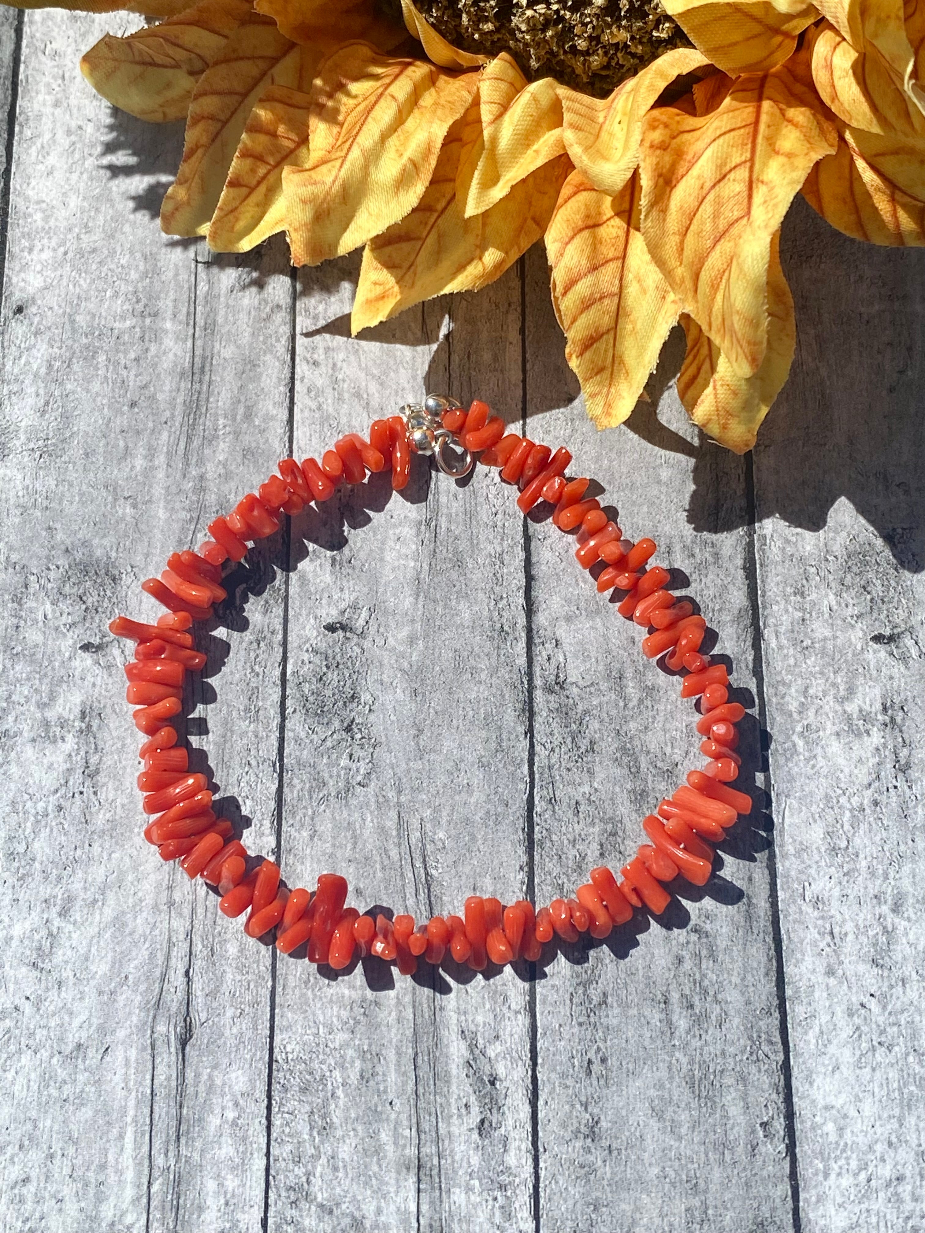 Handmade Southwest Red Coral & Sterling Silver Bracelet