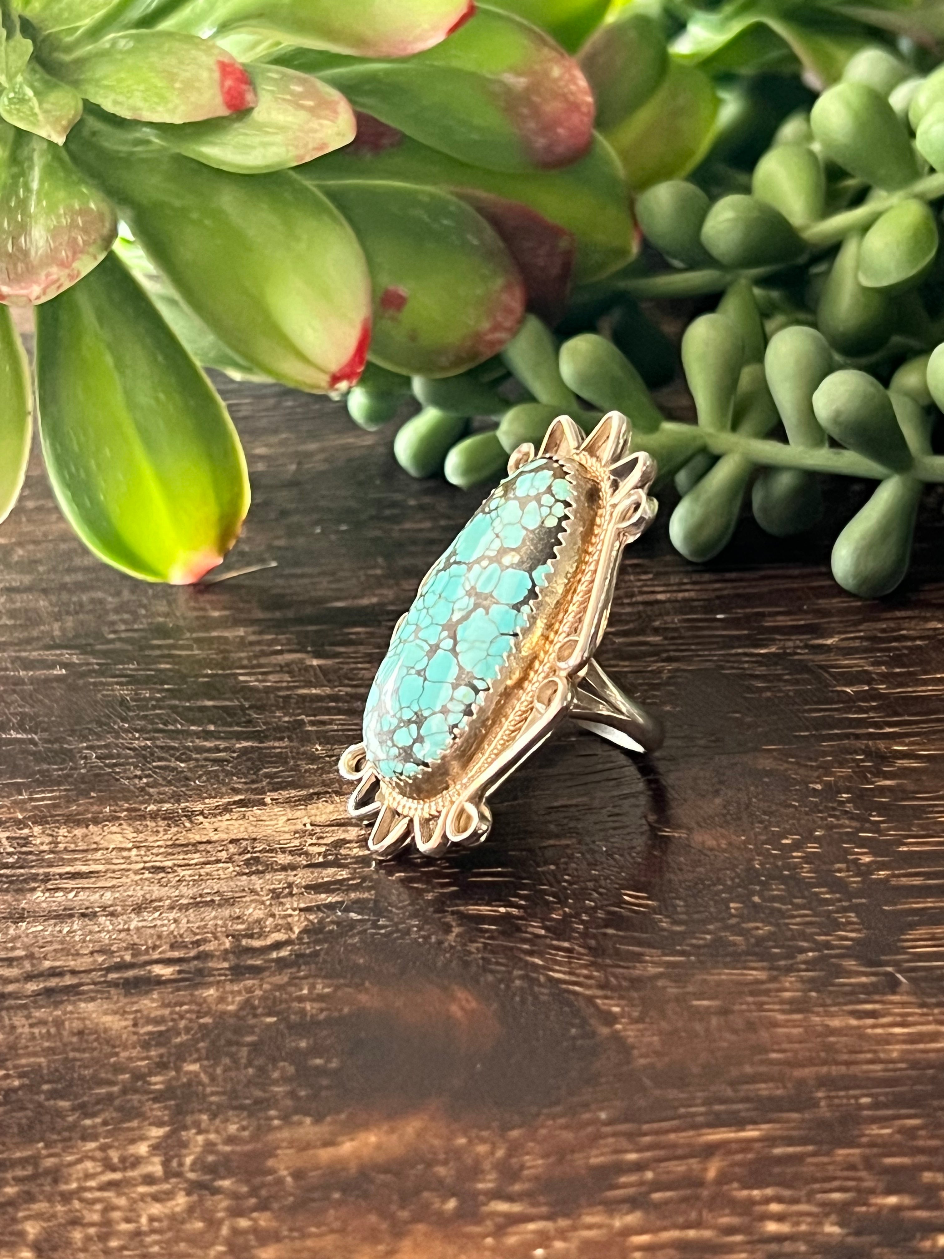 Reda Galvan Hubi Turquoise & Sterling Silver Ring Size 6.25