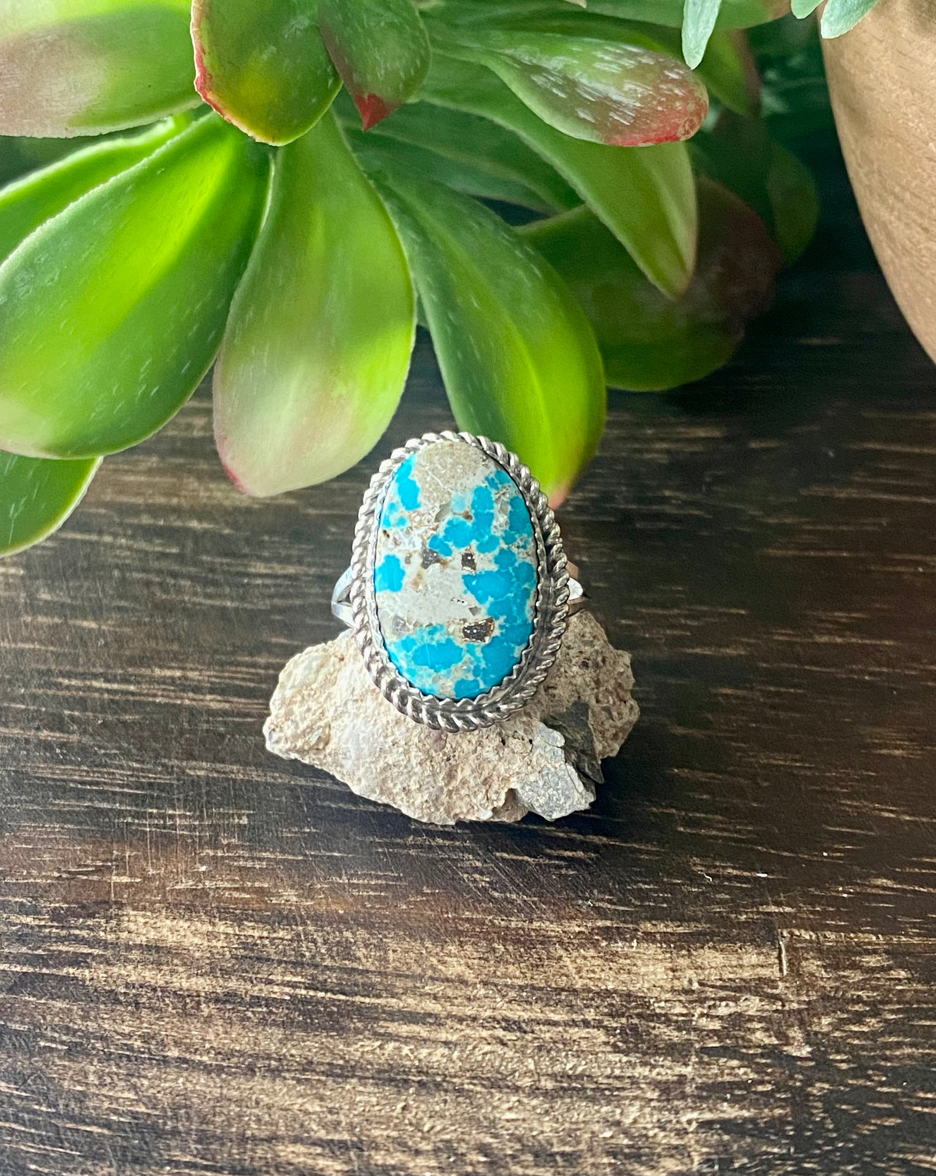 Reda Galvan South Hill Turquoise & Sterling Silver Ring Size 8.5