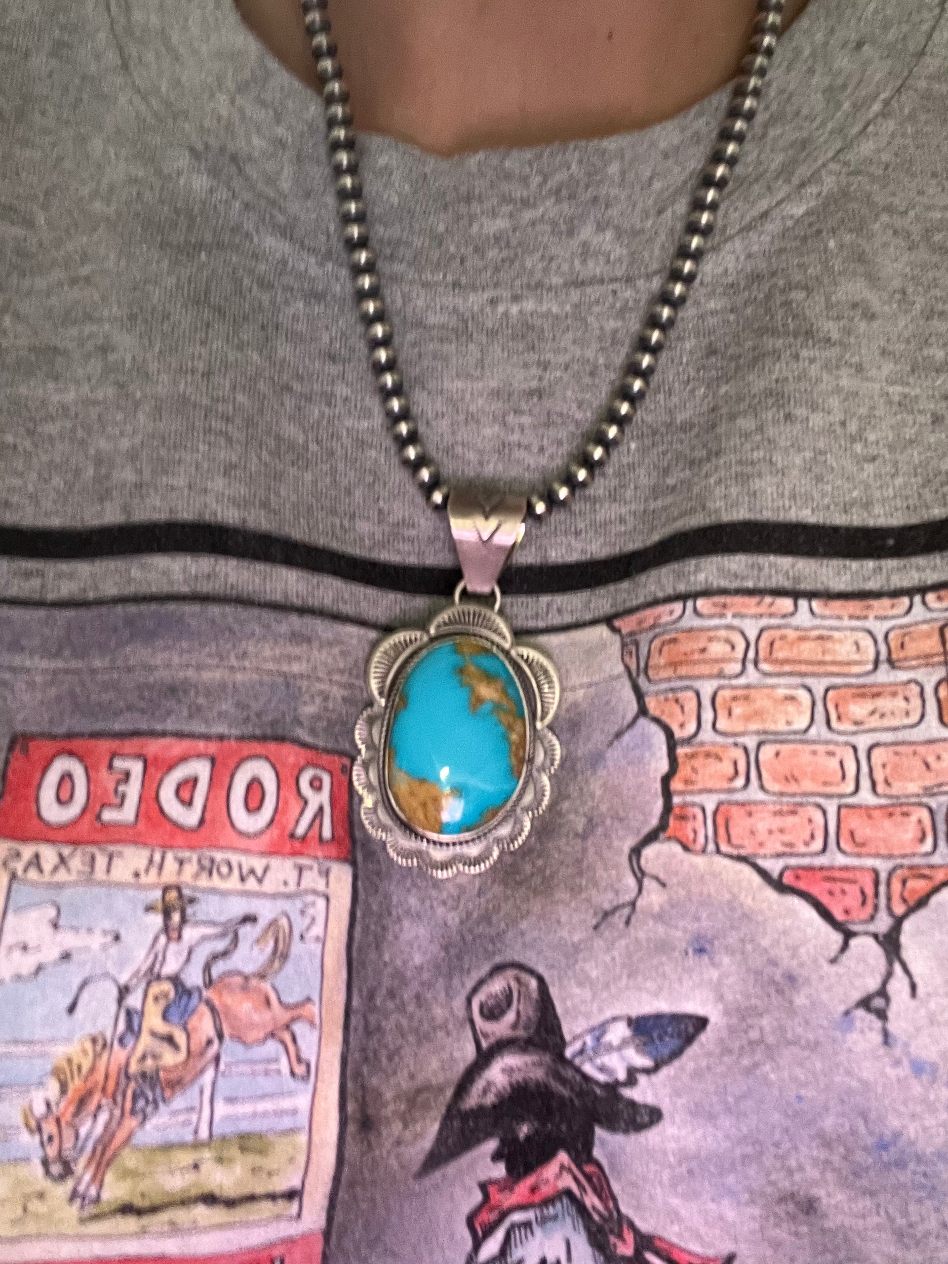 Greg Perry Kingman Turquoise & Sterling Silver Pendant