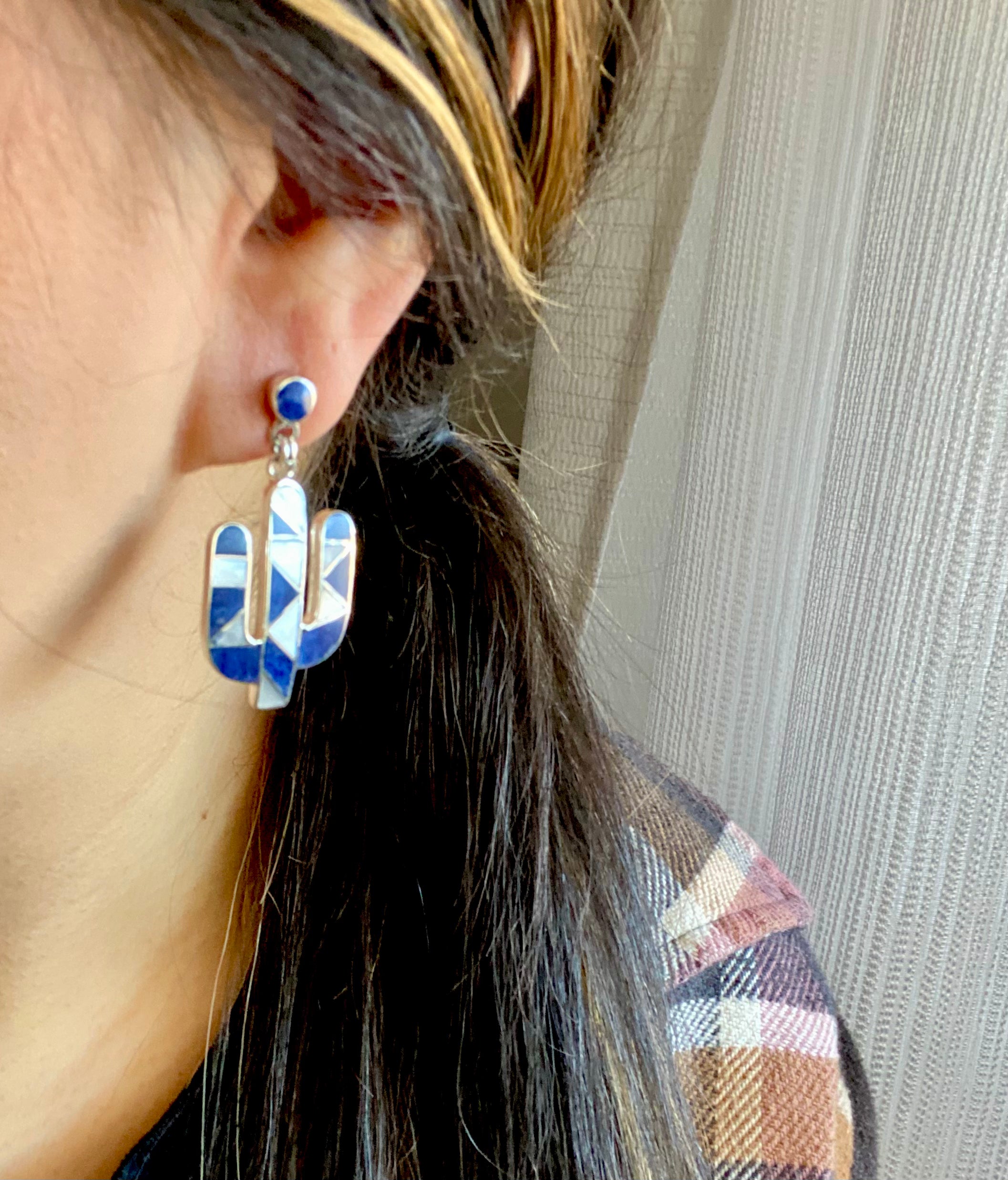 Southwest Handmade Multi Stone & Silver Inlay Pendant/Earring Set