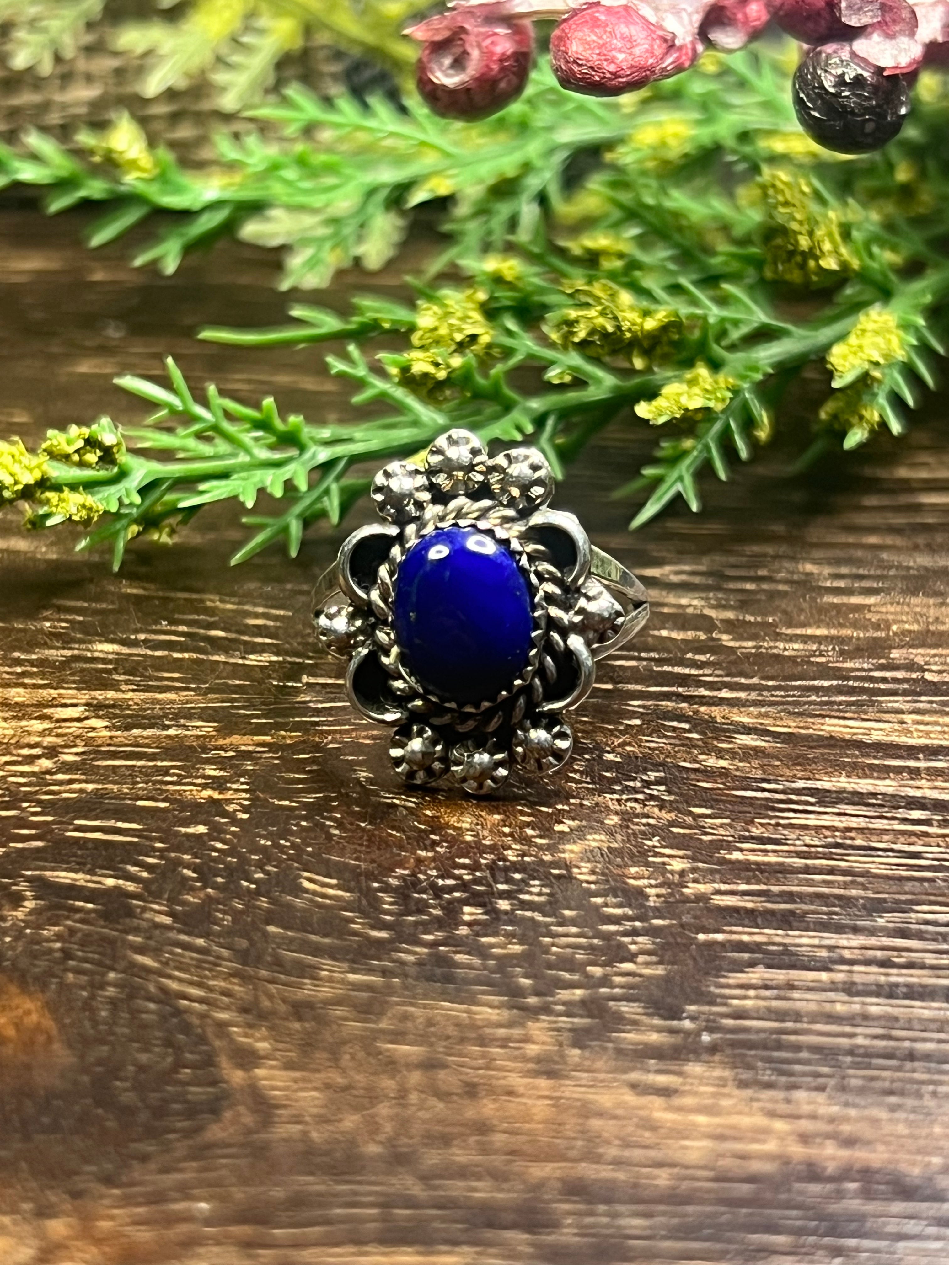 Freda Martinez Lapis & Sterling Silver Ring Size 8