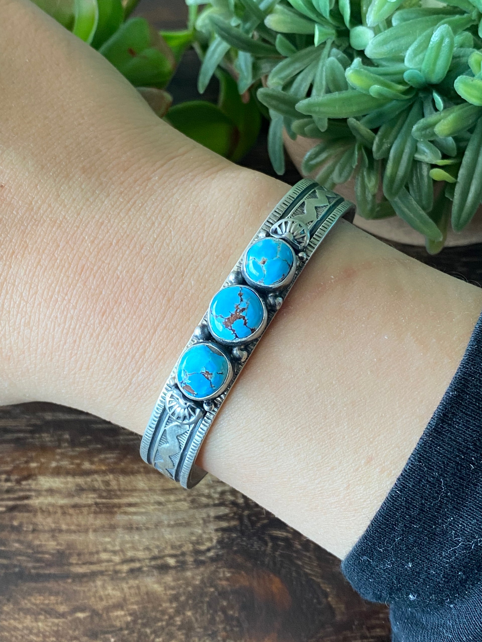 Francis Yazzie Golden Hill’s Turquoise & Sterling Silver Cuff Bracelet