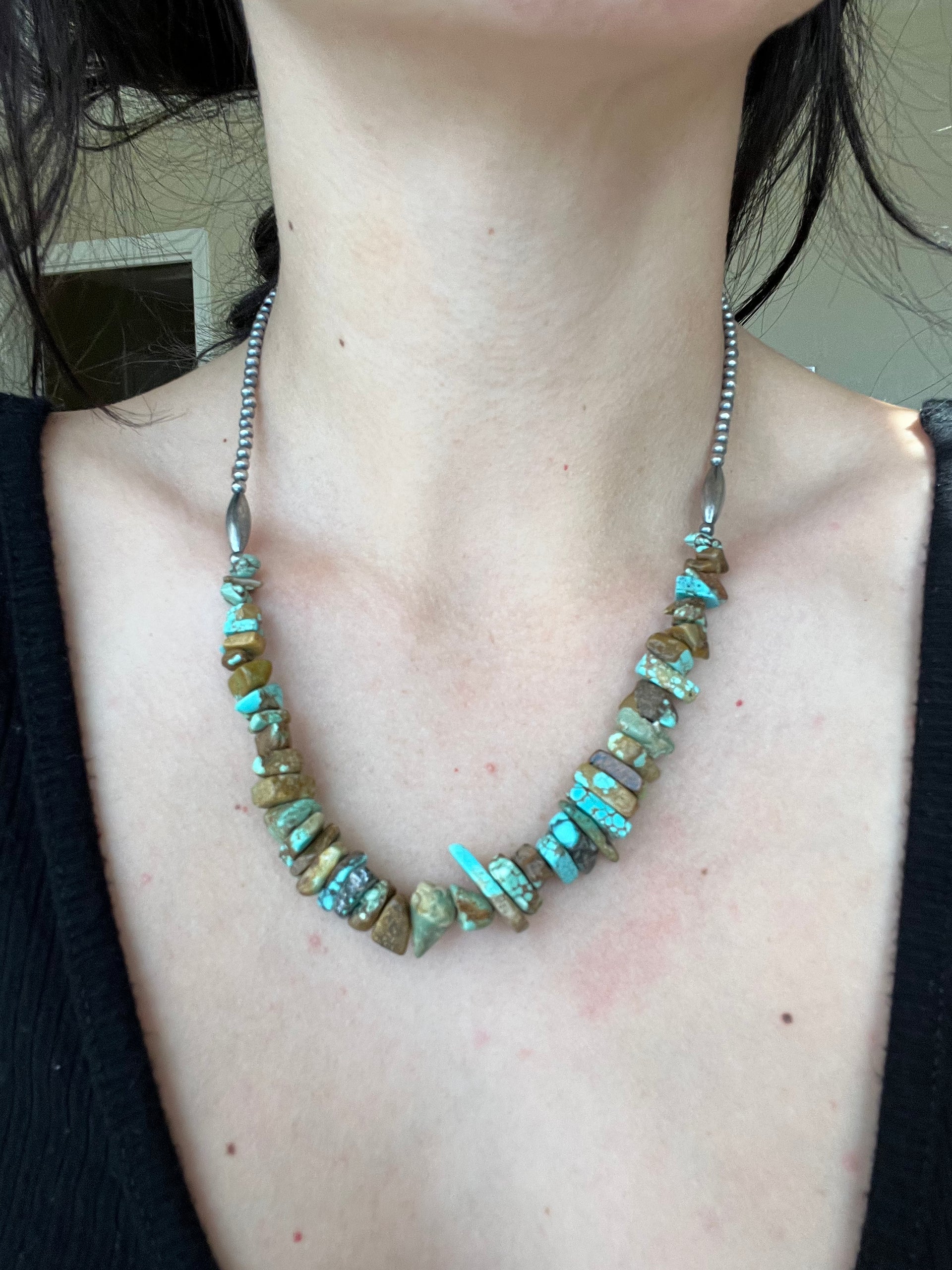 Navajo Made #8 Turquoise & Sterling Silver Necklace
