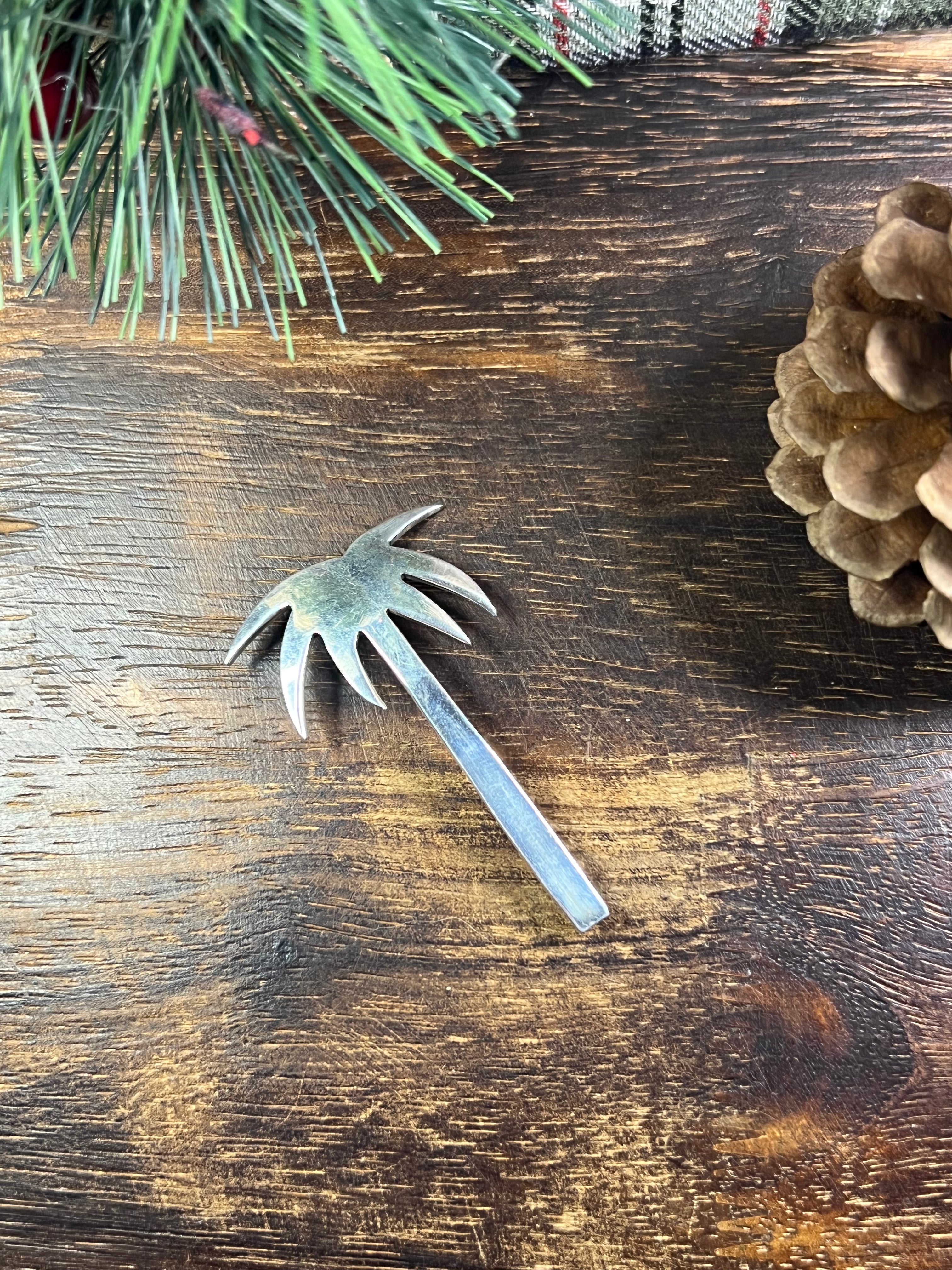 Navajo Made Sterling Silver Palm Tree Pin