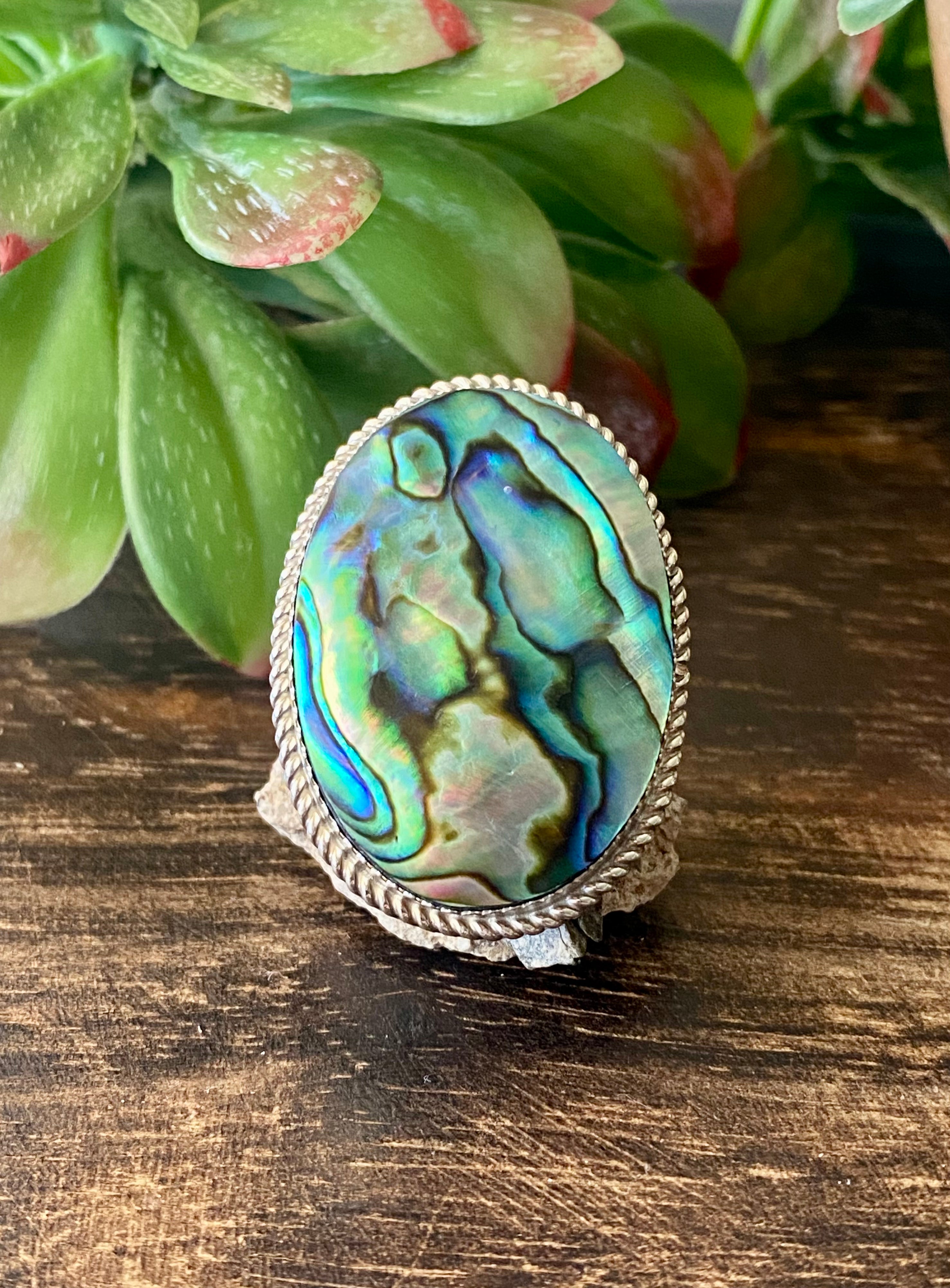 Reda Galvan Abalone & Sterling Silver Ring Size 7.75