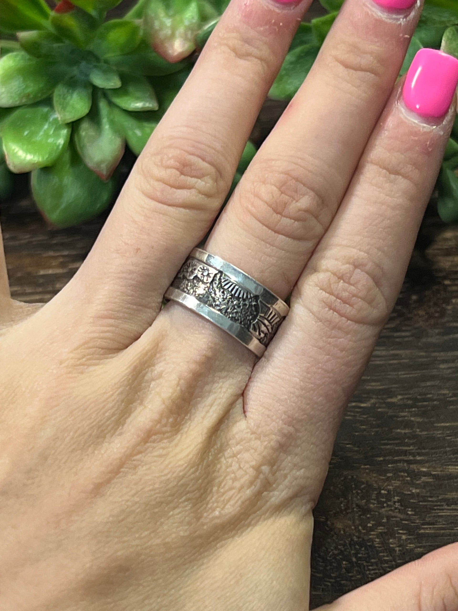 Elaine Becenti Sterling Silver Ring Size 8.25