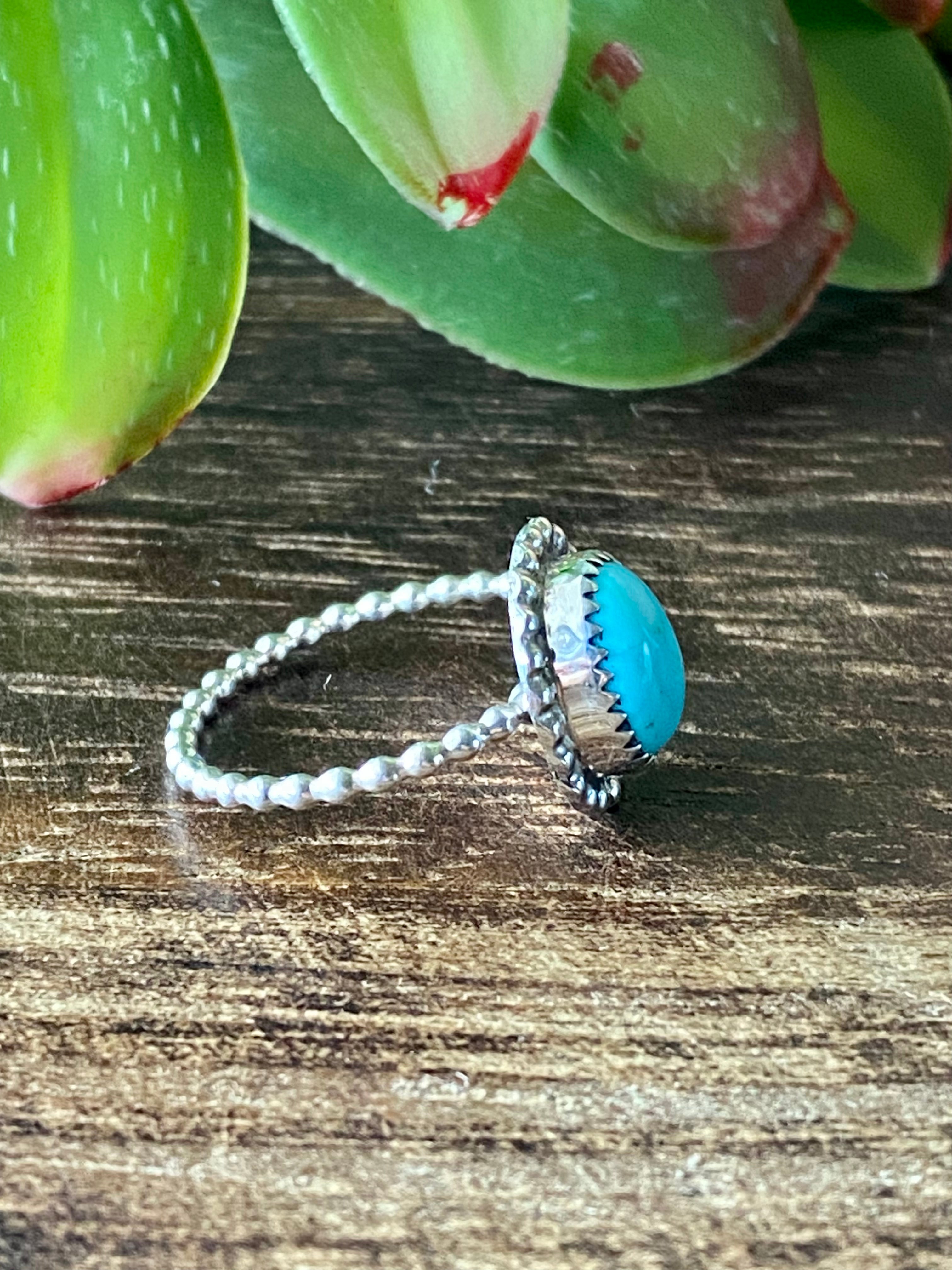 Navajo Made Kingman Turquoise & Sterling Silver Rings