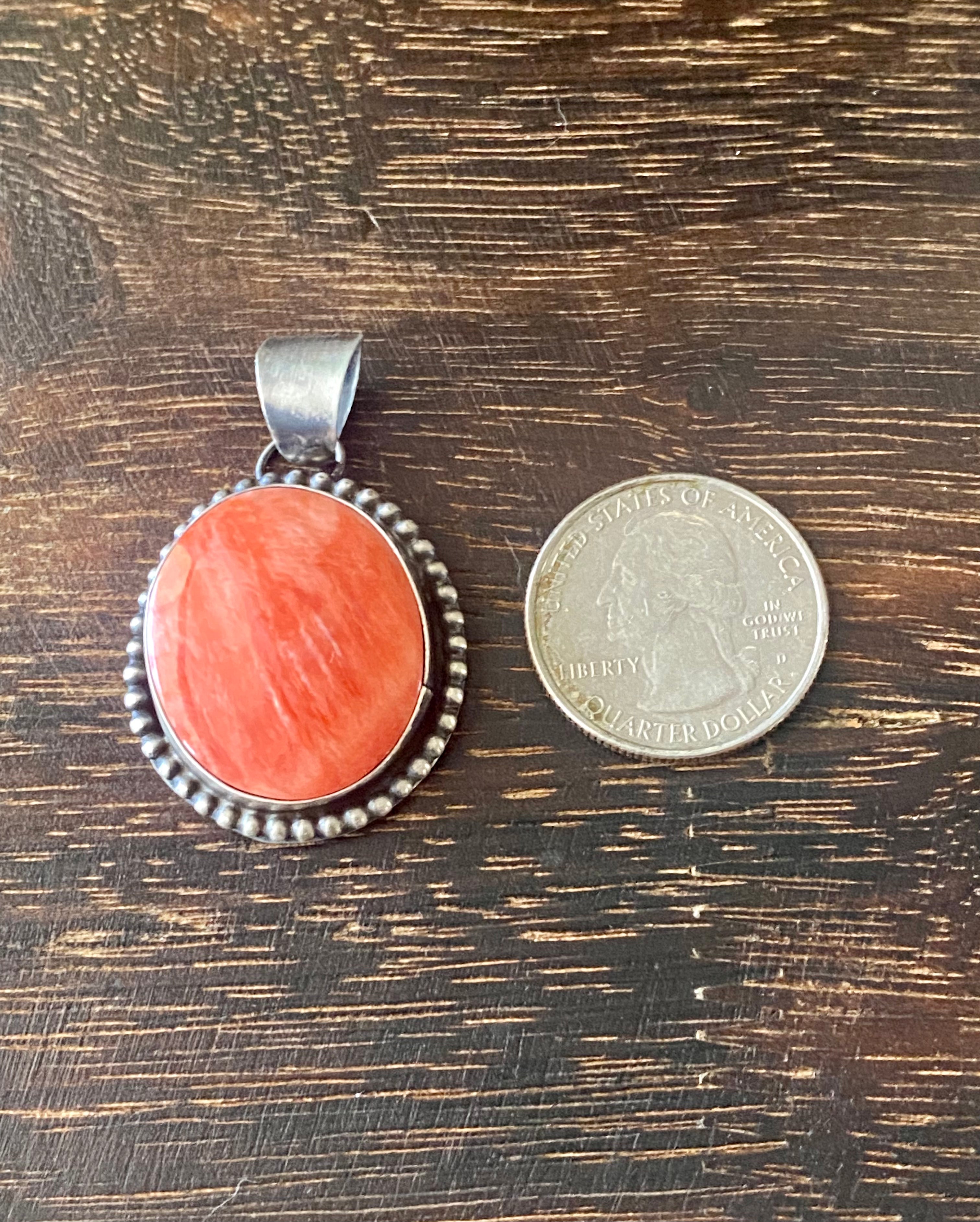 Navajo Made Spiny Oys & Sterling Silver Pendant