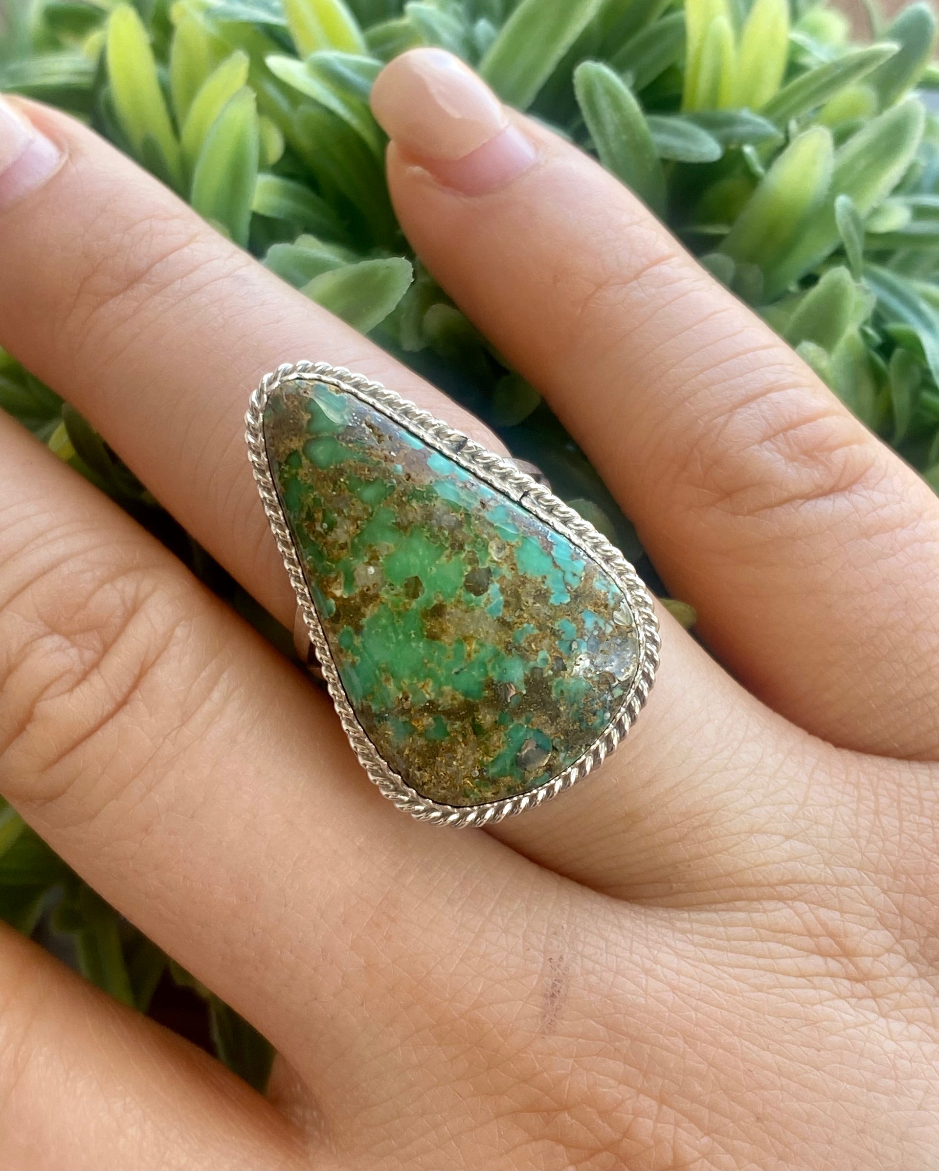 Reda Galvan Sonoran Gold Turquoise & Sterling Silver Ring Size 8.75