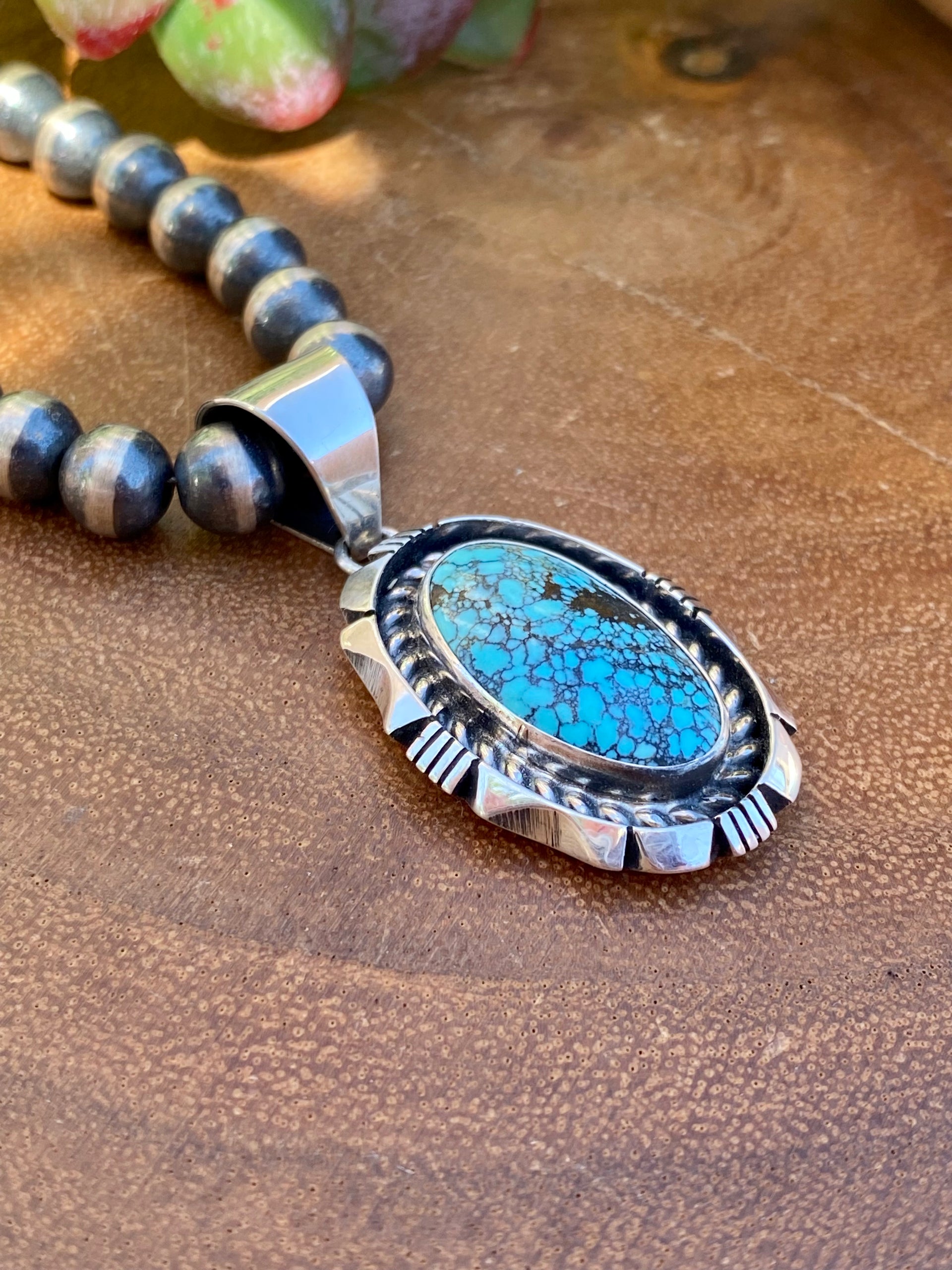 Eddie Secatero Hubei Turquoise & Sterling Silver Pendant