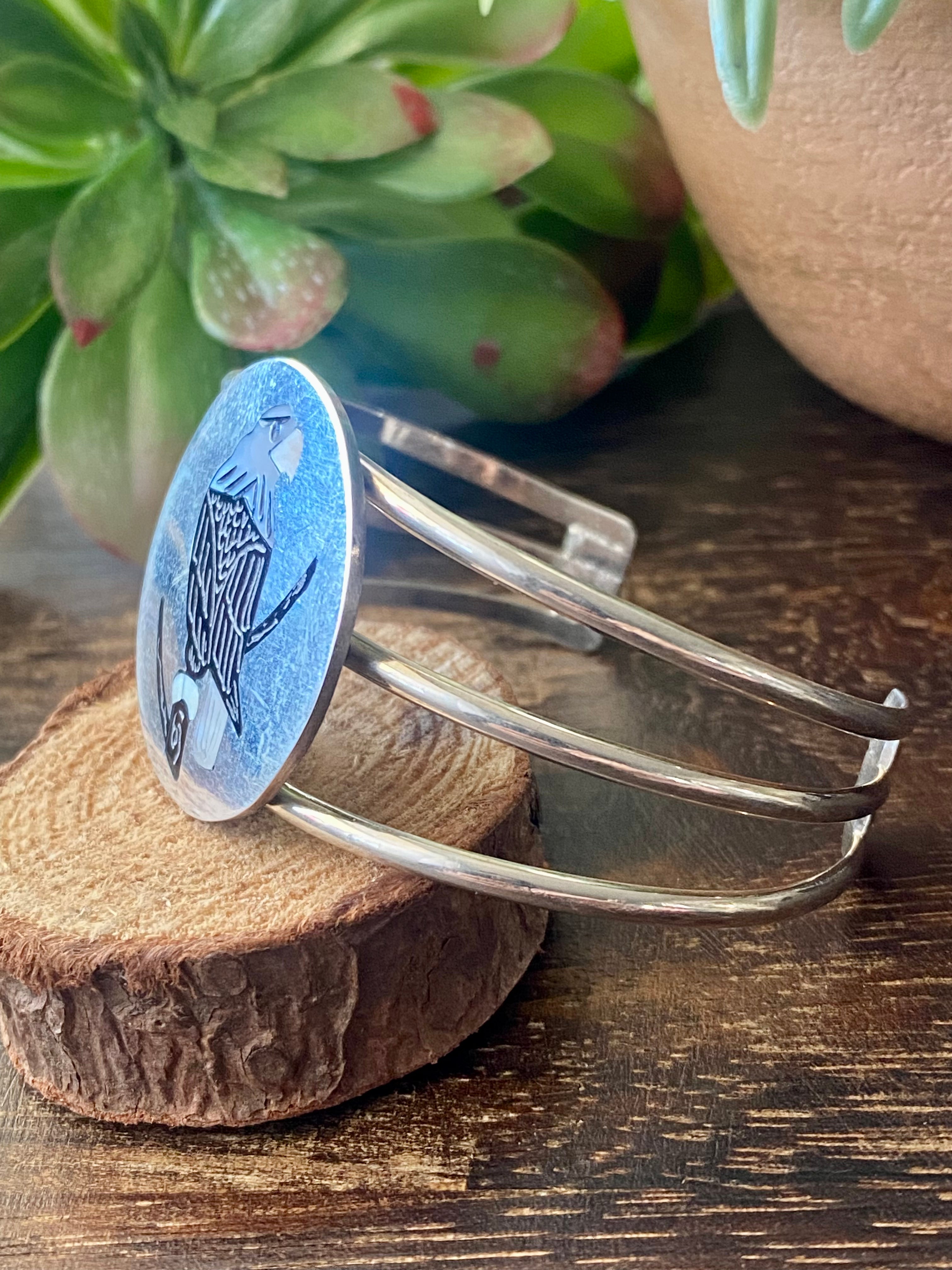 Zuni Made Multi Stone & Sterling Silver Micro-Inlay Cuff Bracelet