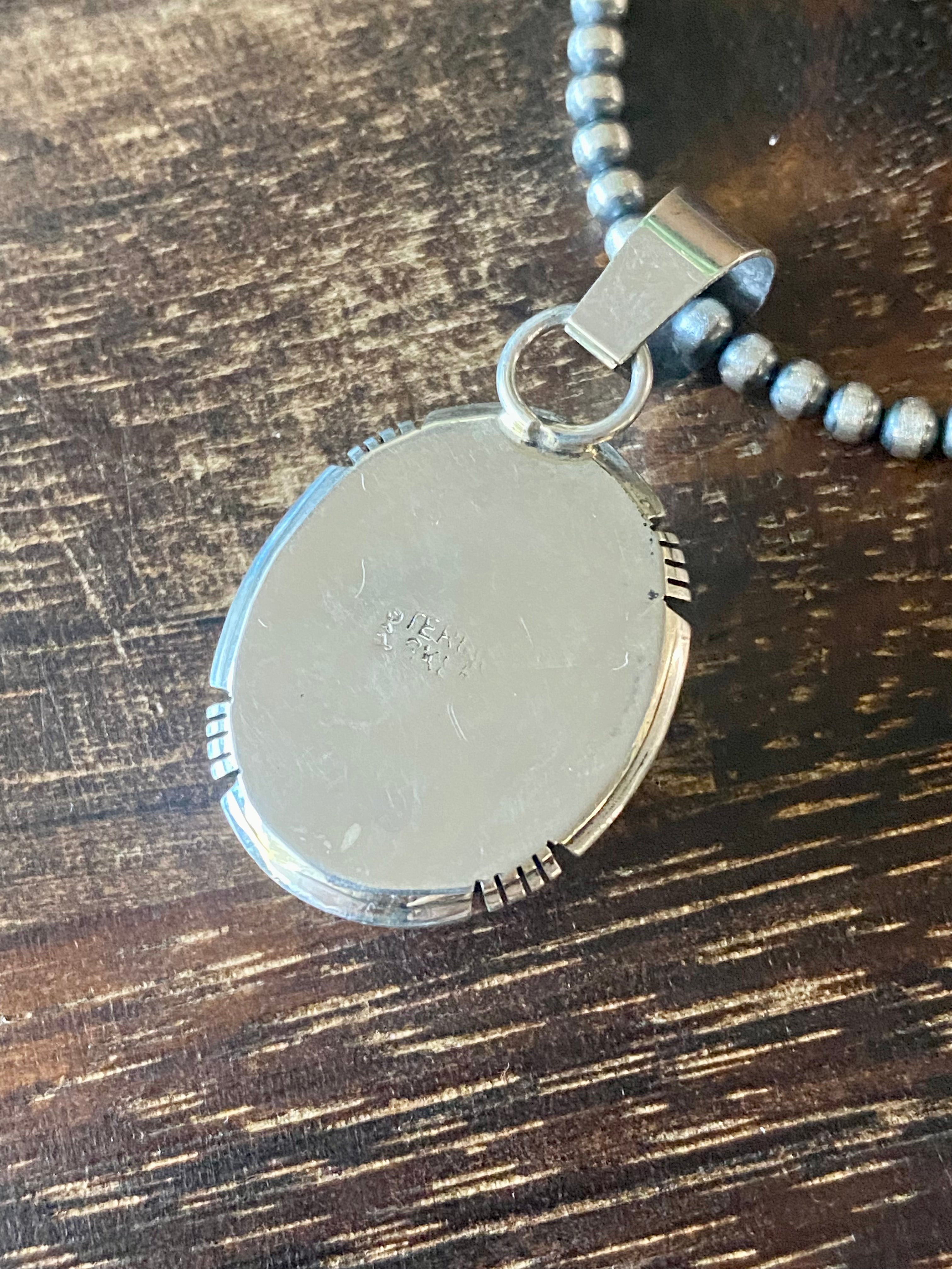 Navajo Made Lapis & Sterling Silver Pendant