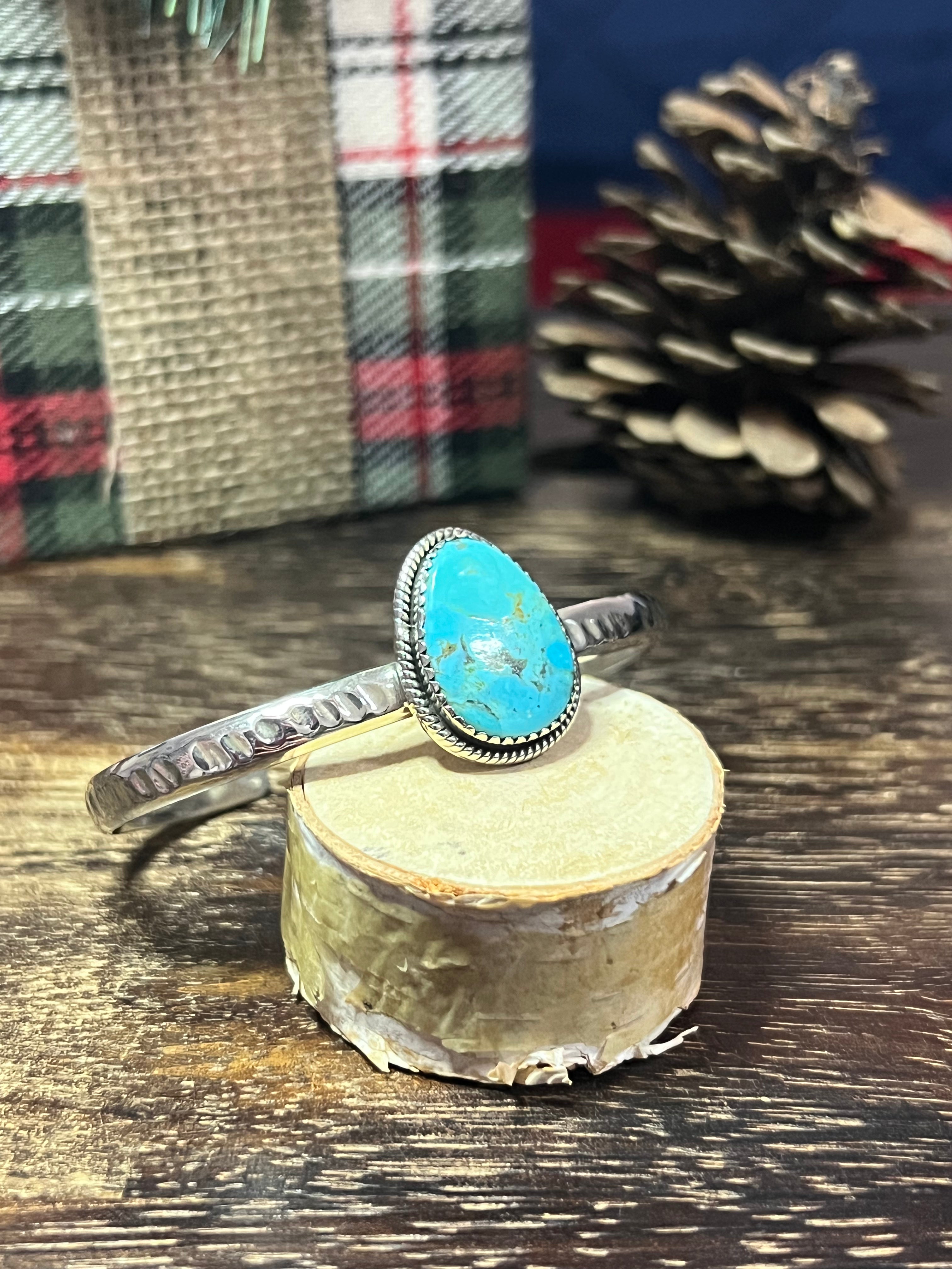 #17 Southwest Made Kingman Turquoise & Sterling Silver Cuff Bracelet
