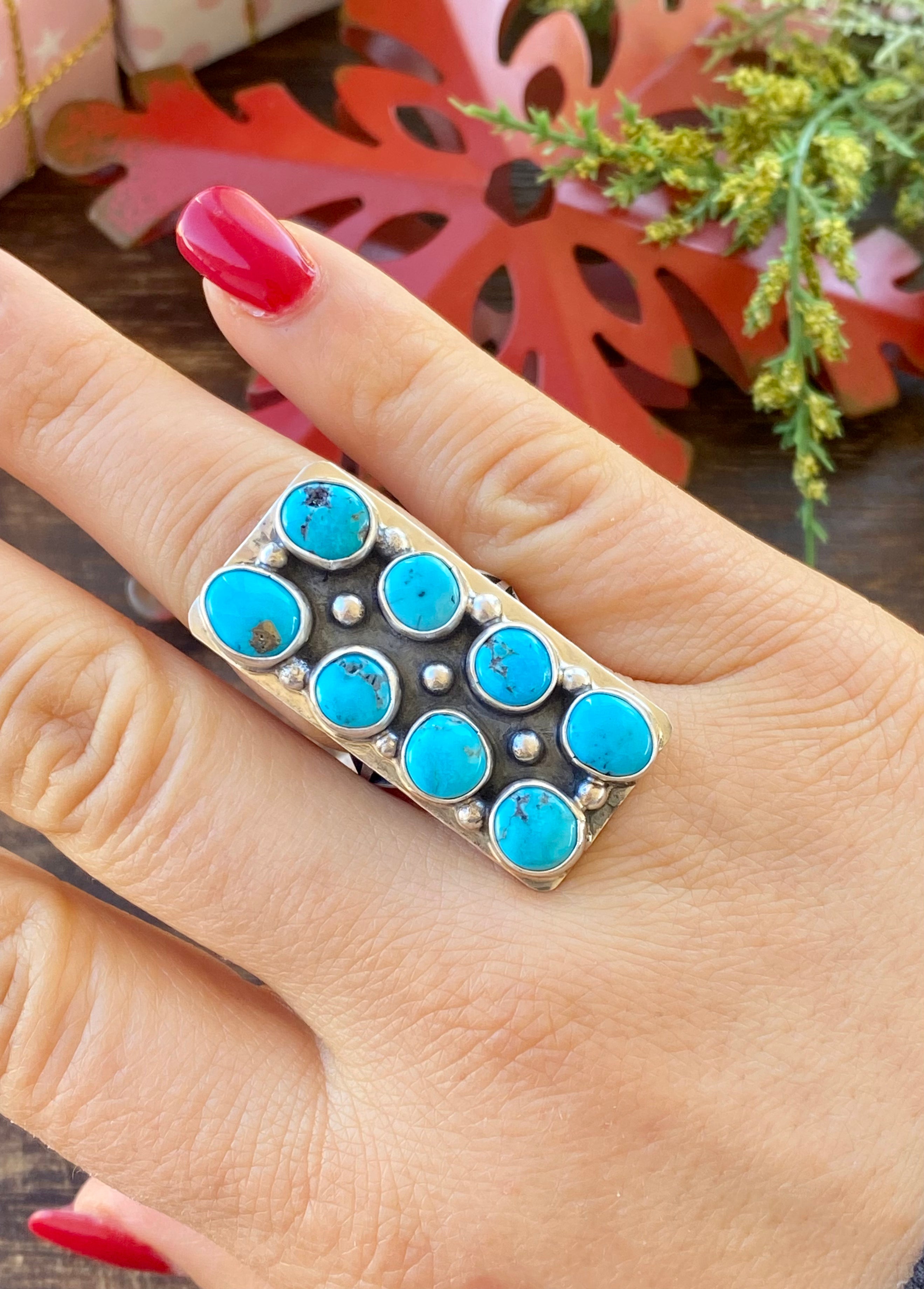 Navajo Made Kingman Turquoise & Sterling Silver Rings