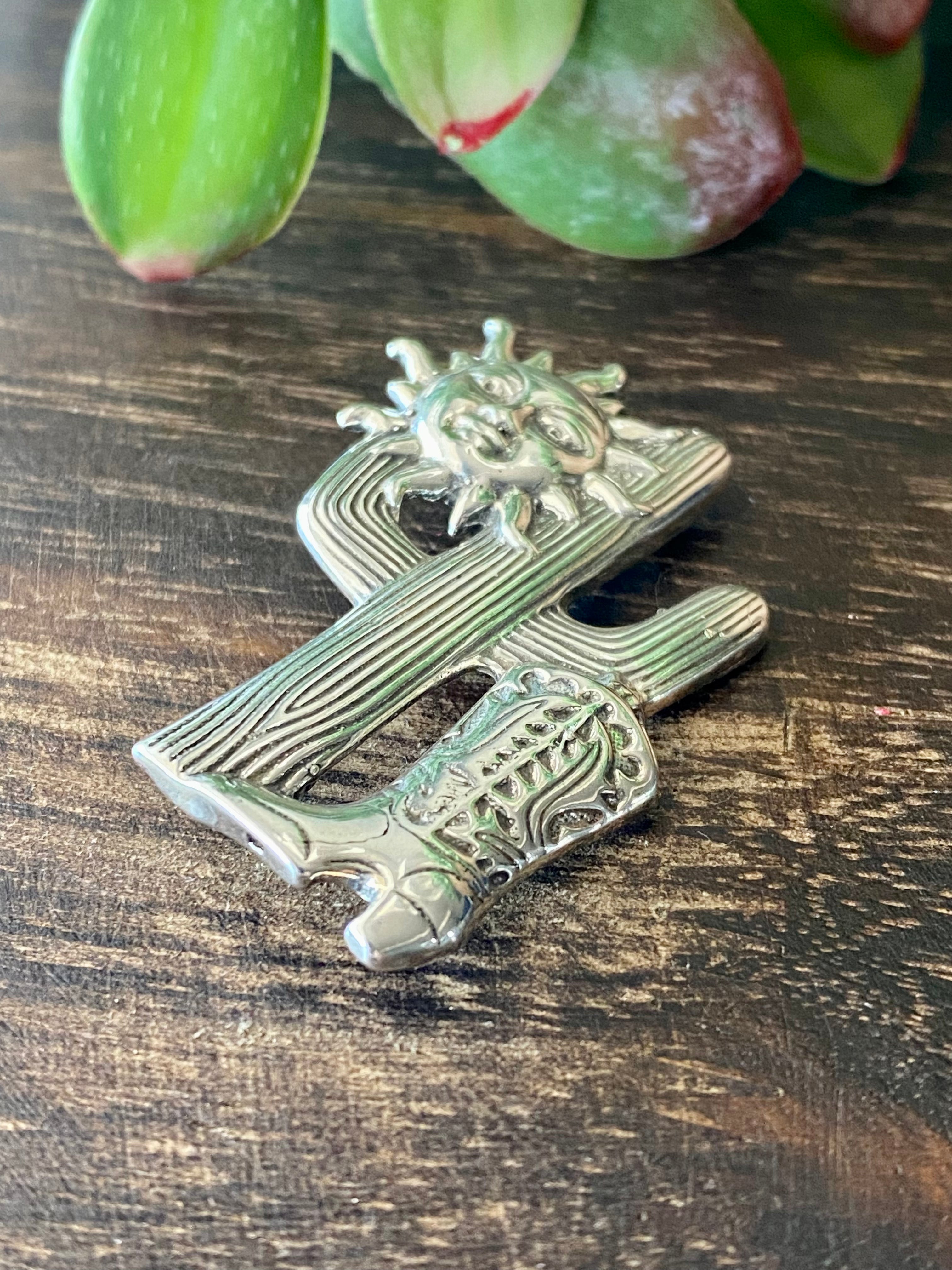 Southwest Handmade Sterling Silver Sahuaro Pin