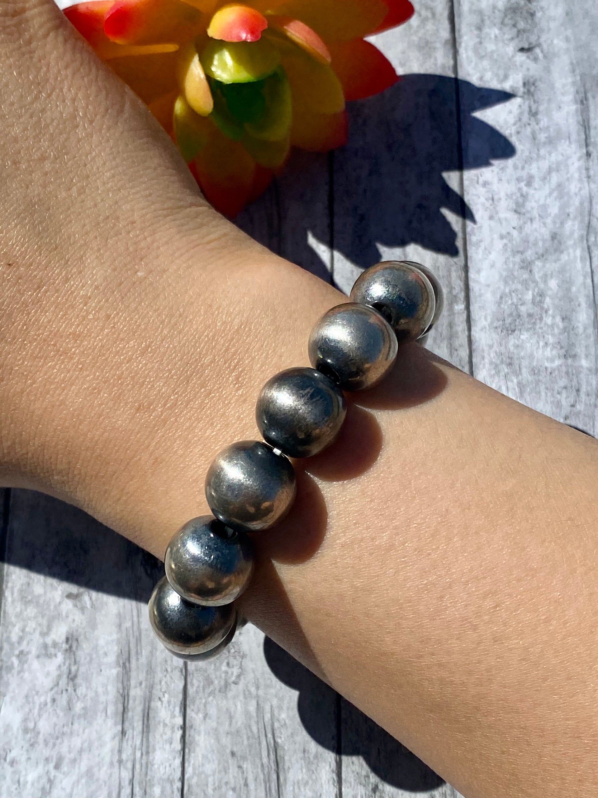 Mason Lee Sterling Silver 14 MM Pearl Adjustable Bracelet