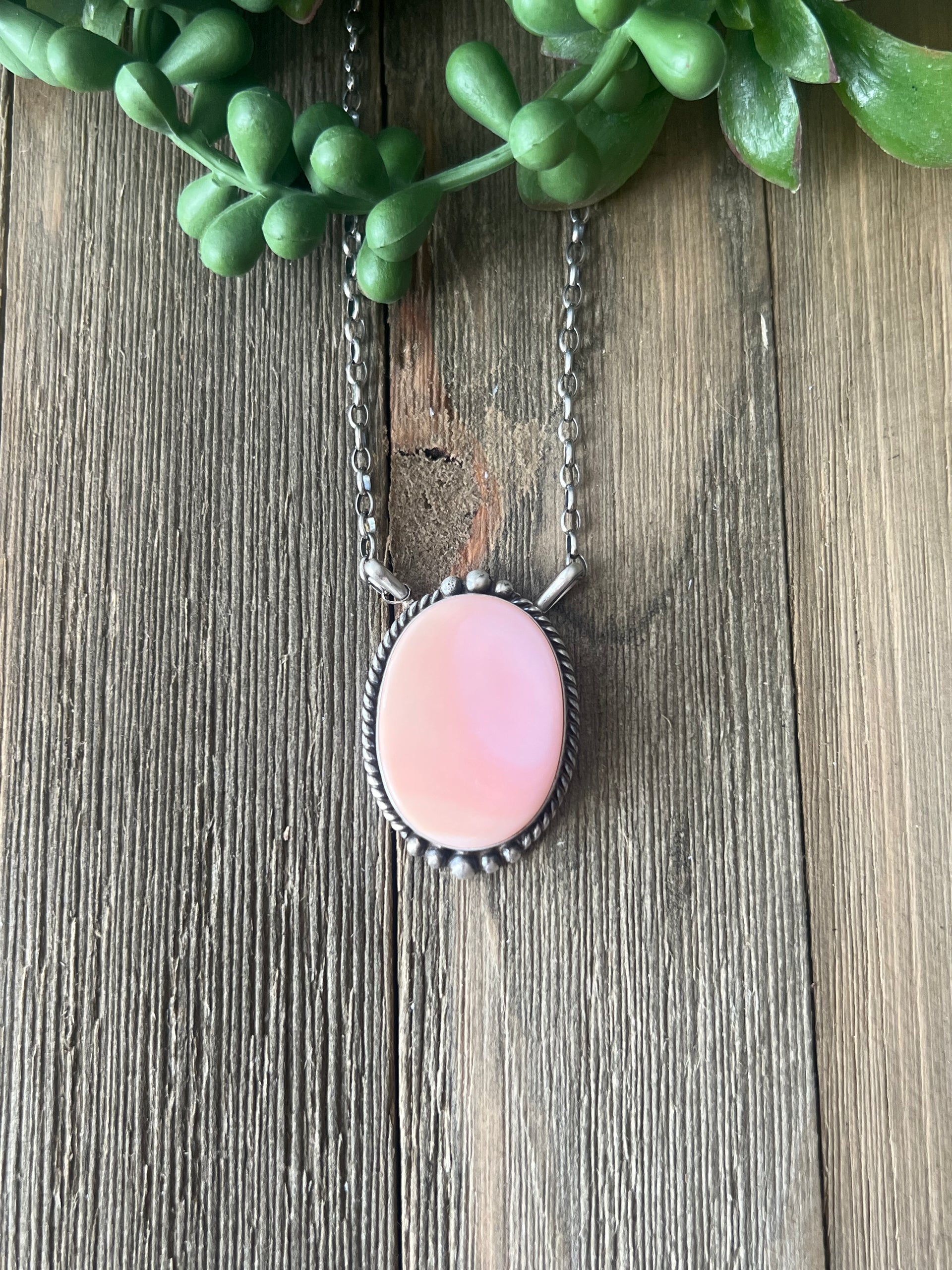 Alfred Martinez Pink Conch & Sterling Silver Necklace
