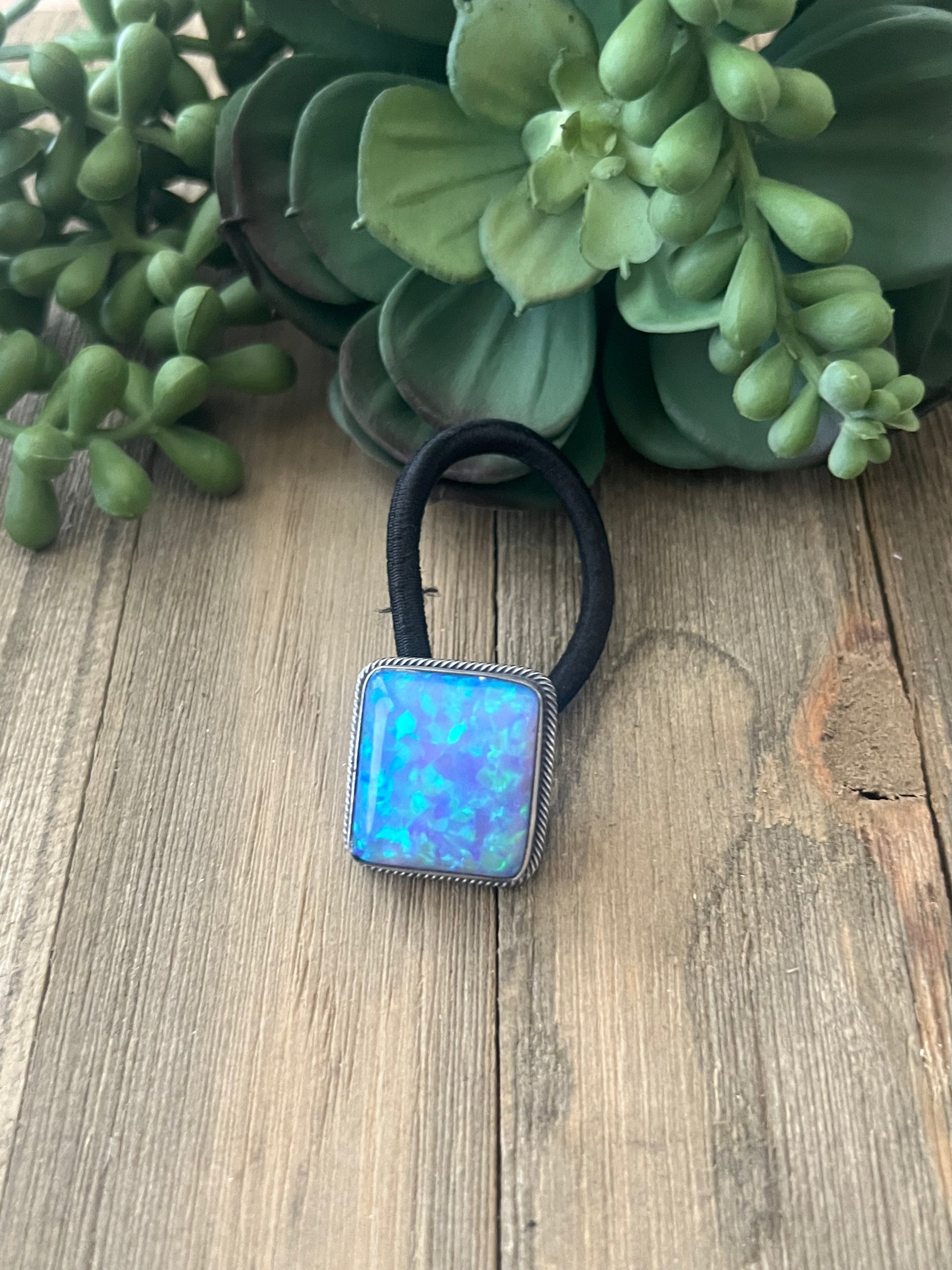 Navajo Made Opal (Handmade) & Sterling Silver Ponytail Holder