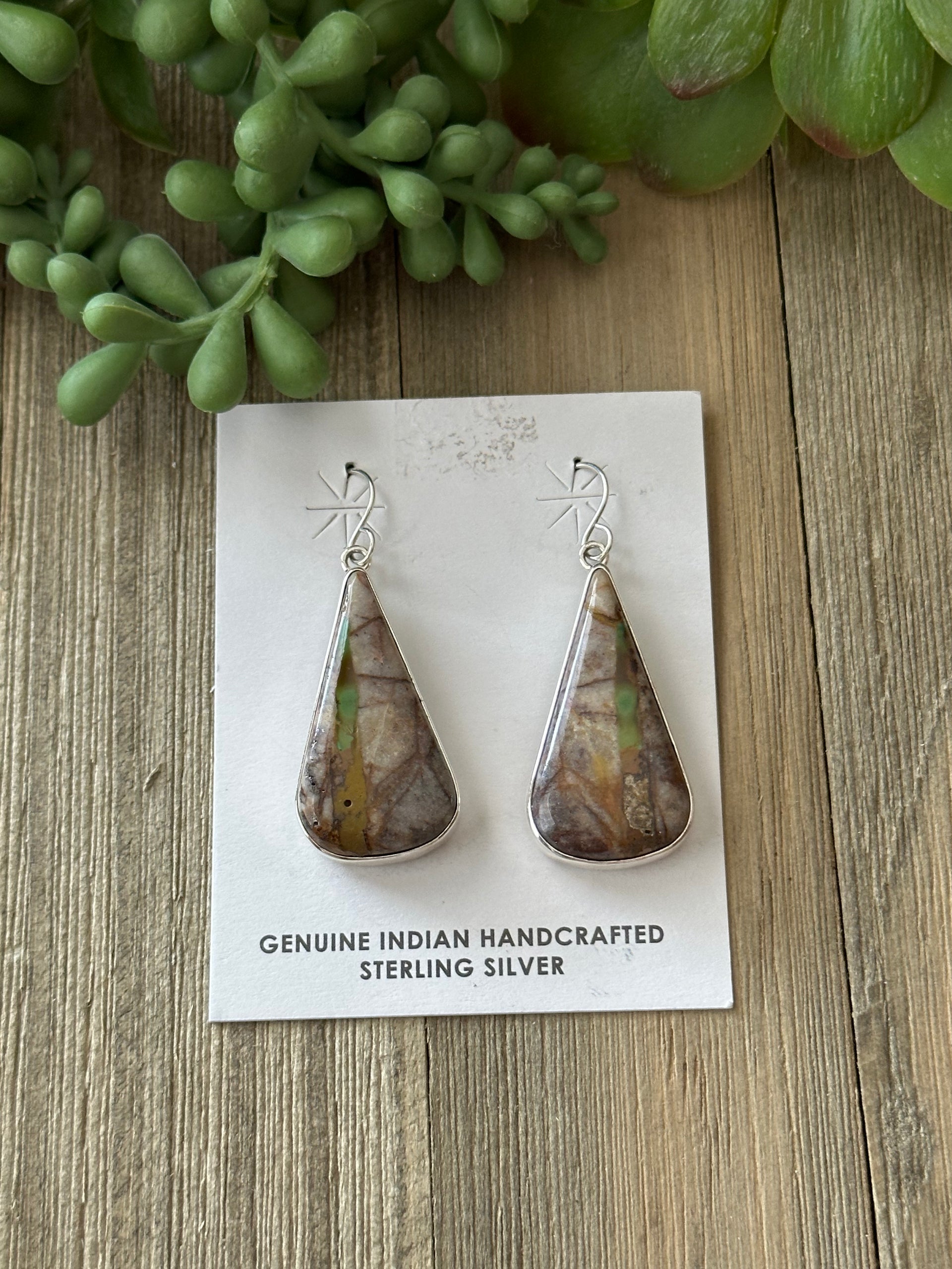 Shirley Henry Boulder Turquoise & Sterling Silver Dangle Earrings