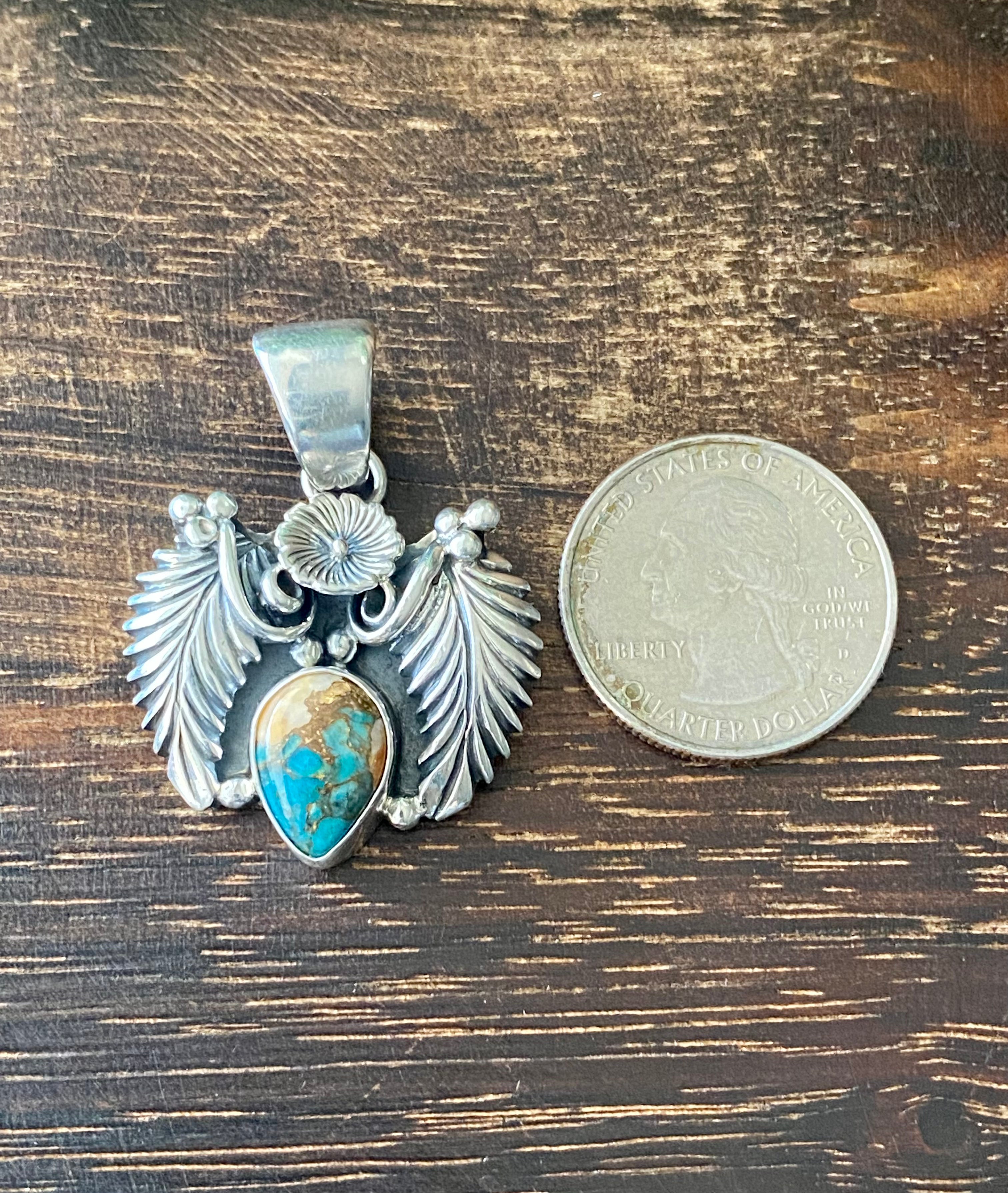 Eli Skeets Mohave Turquoise & Sterling Silver Pendant