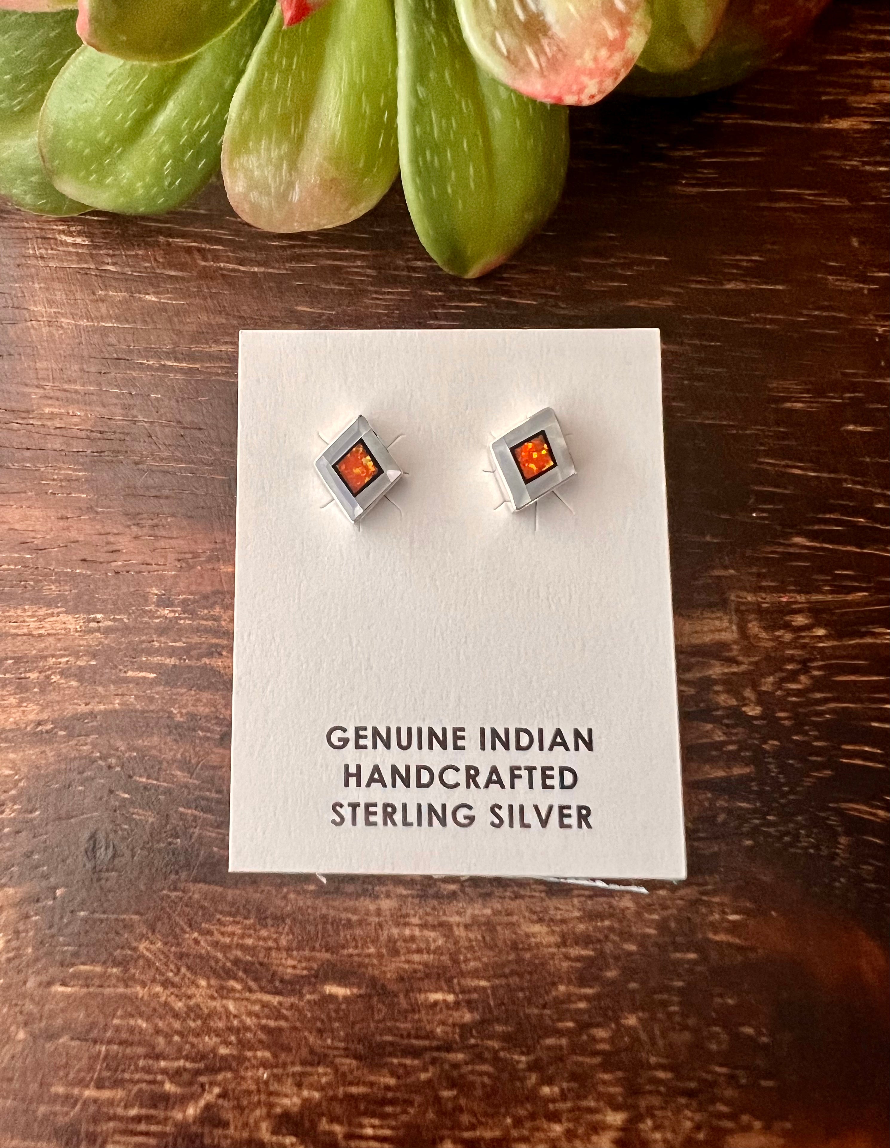 Zuni Made Multi Stone & Sterling Silver Earrings