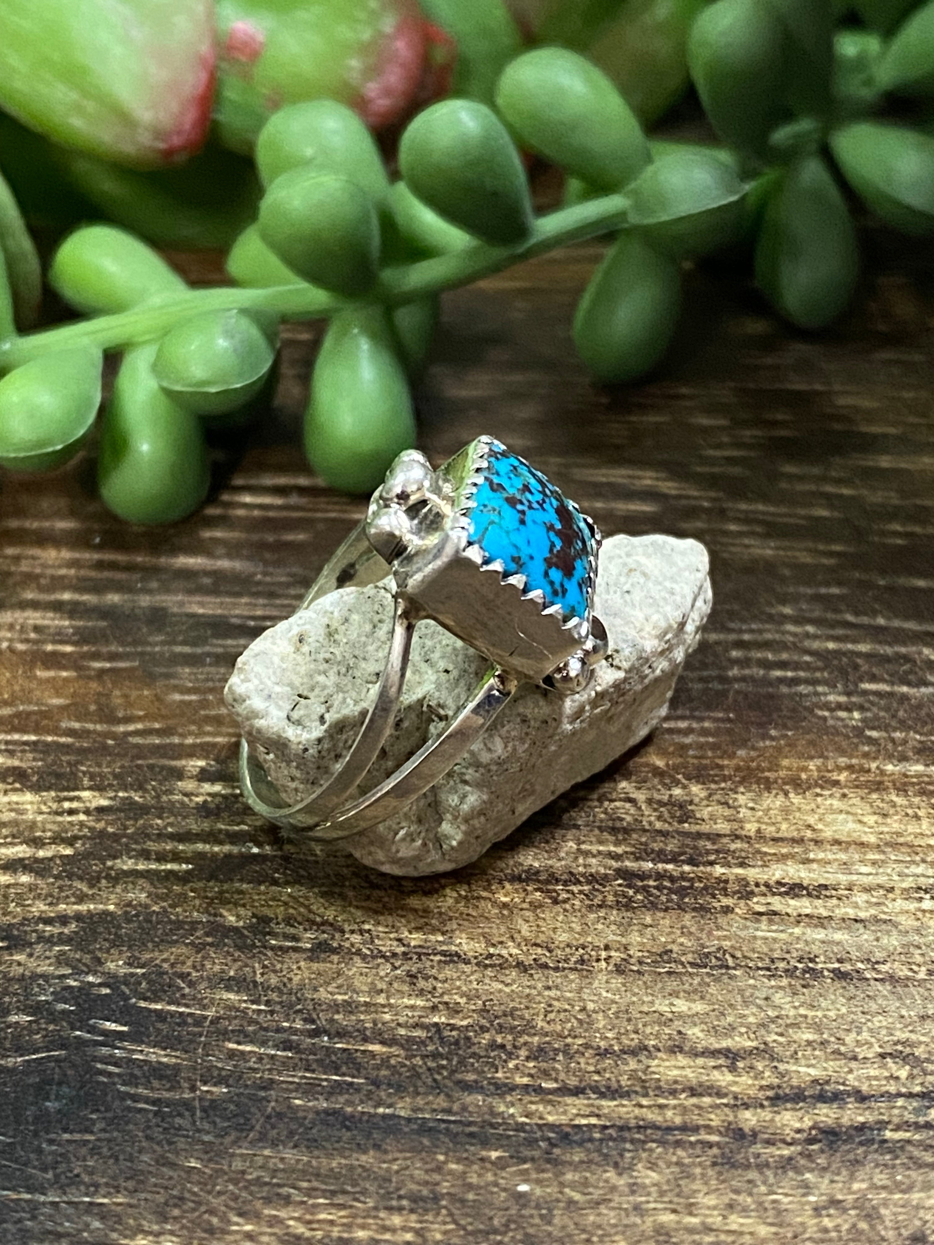 Navajo Made Kingman Turquoise & Sterling Silver Rings