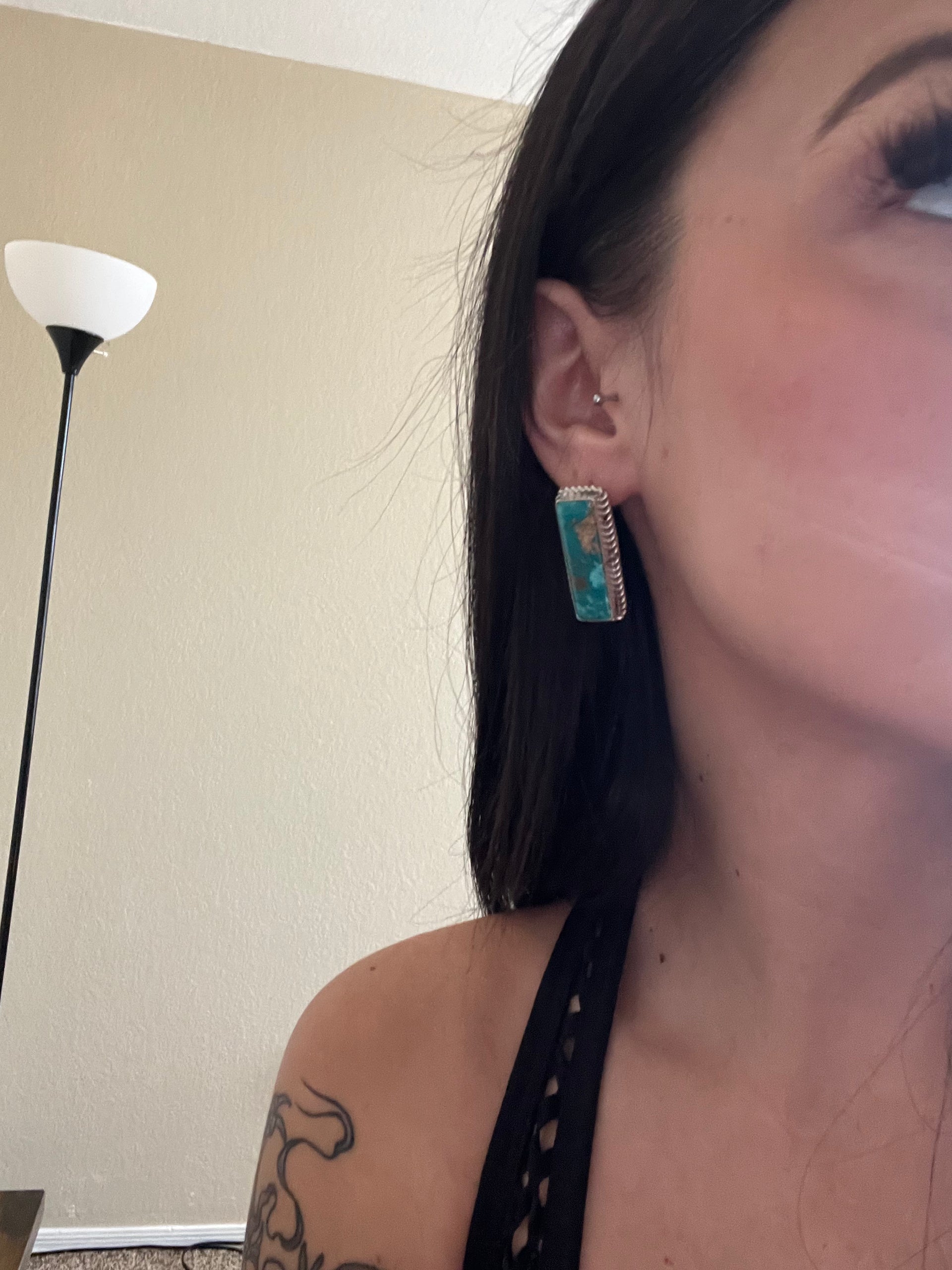 J Frank Royston Turquoise & Sterling Silver Post Earrings