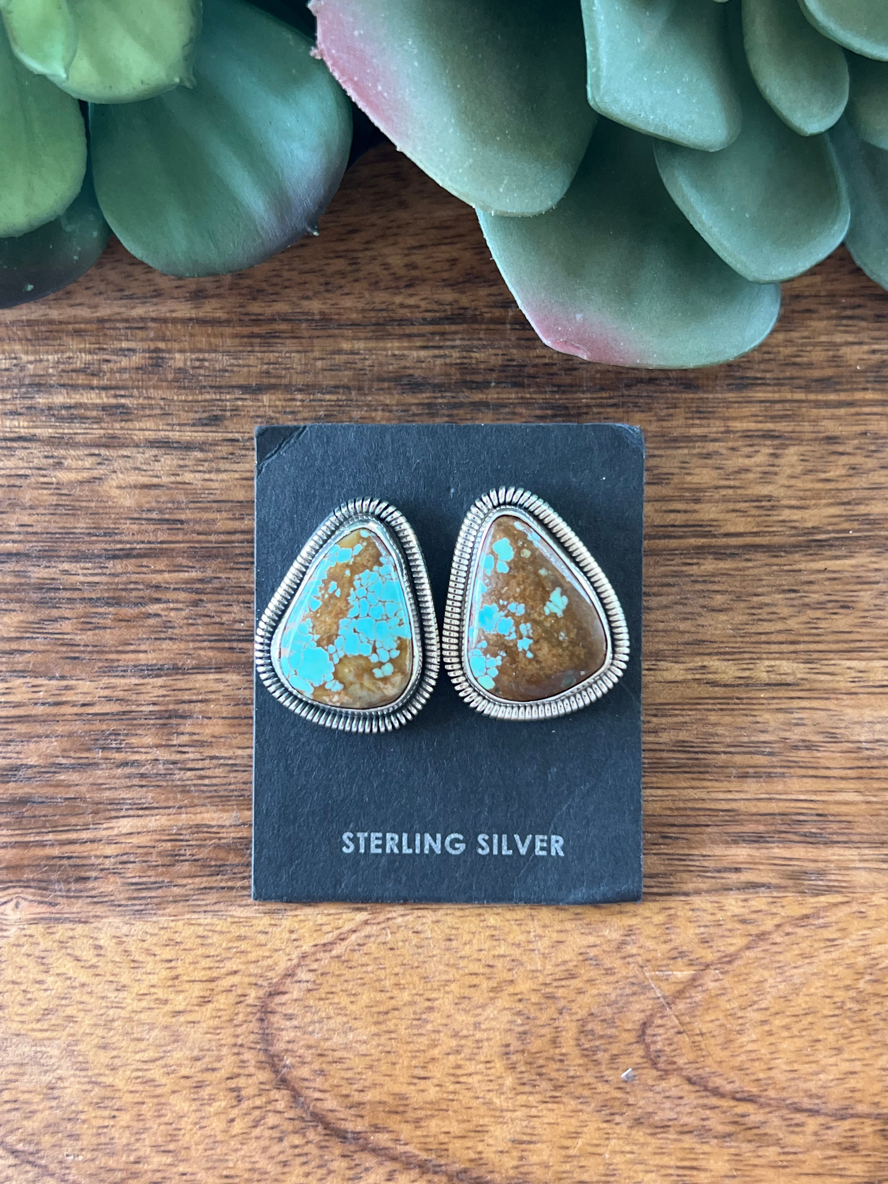 Wydelle Billie #8 Turquoise & Sterling Silver Post Earrings