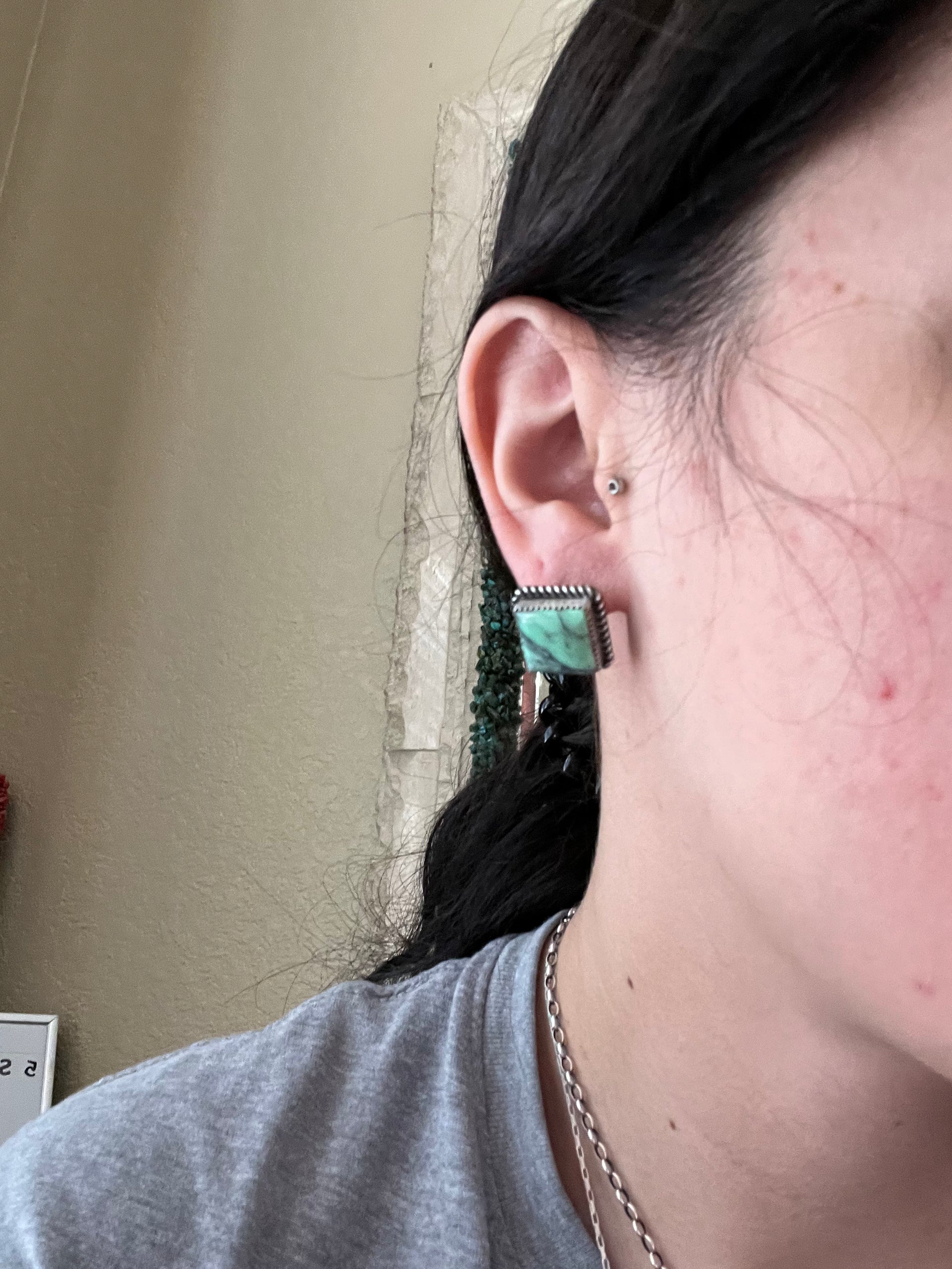 Judith Dixon Cyclops Variscite & Sterling Silver Post Earrings