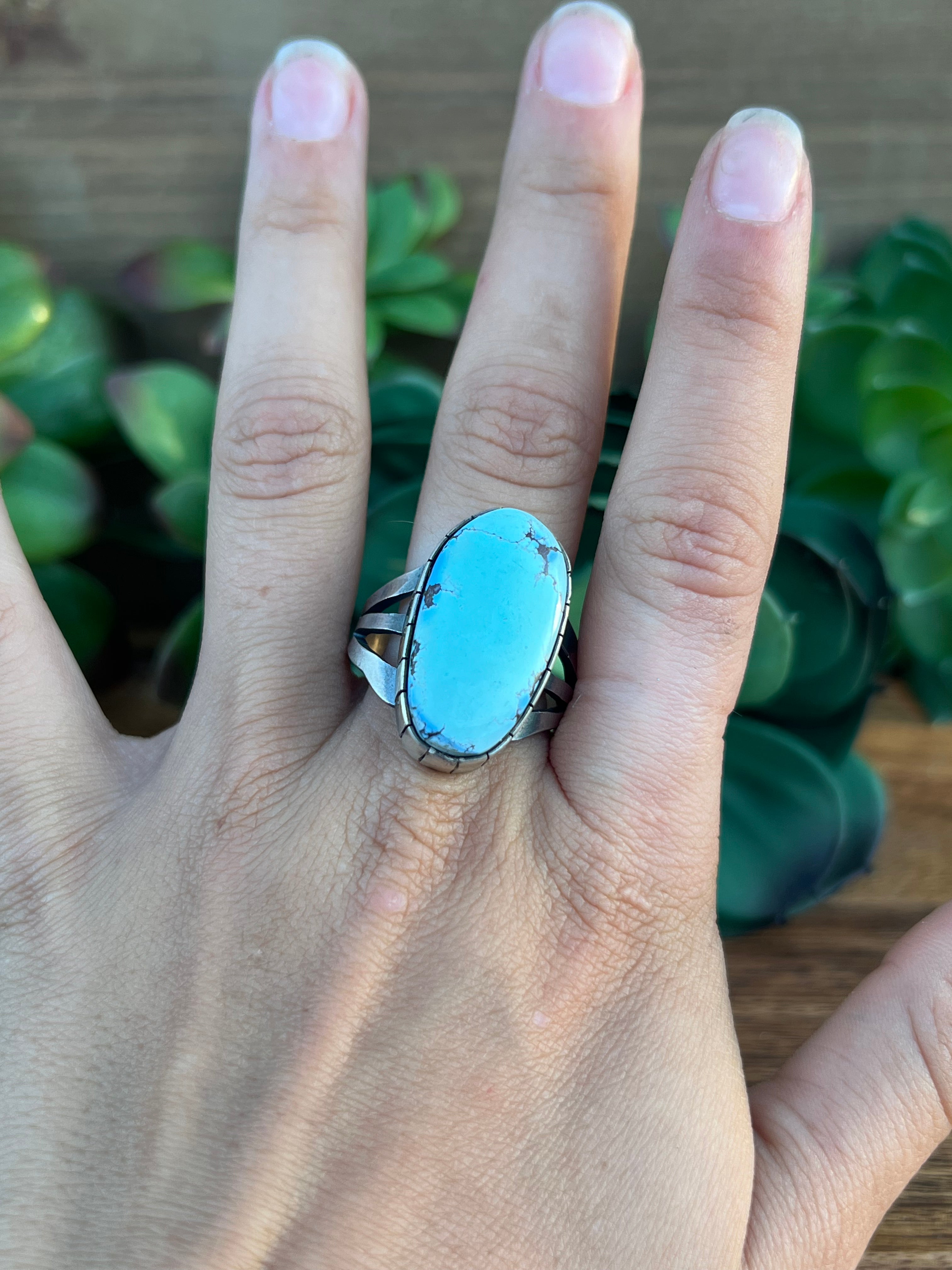Merle House Golden Hills Turquoise & Sterling Silver Ring Size 12