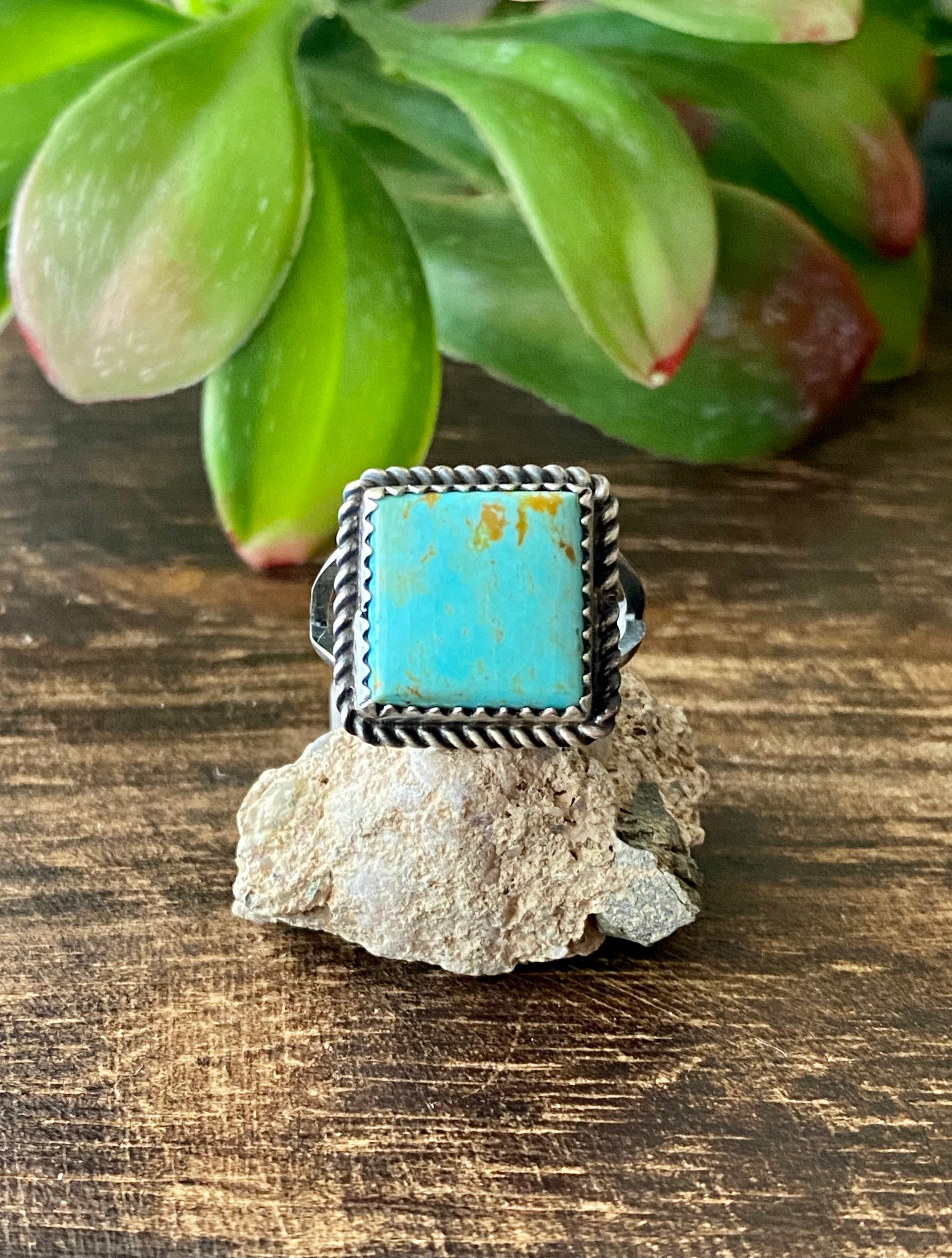 Norvin Johnson Kingman Turquoise & Sterling Silver Ring Size 7.75