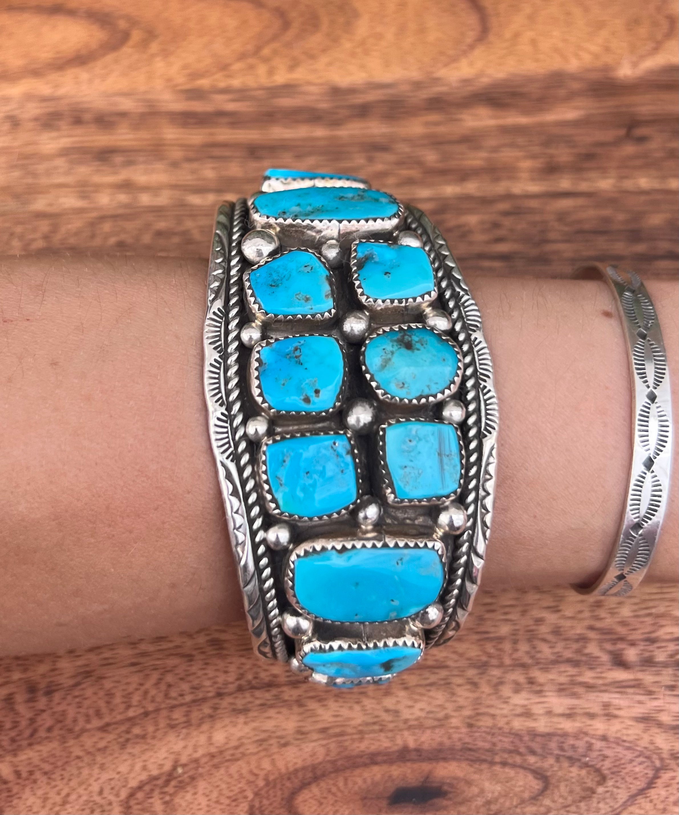 Marie Thompson Kingman Turquoise & Sterling Silver Cuff Bracelet