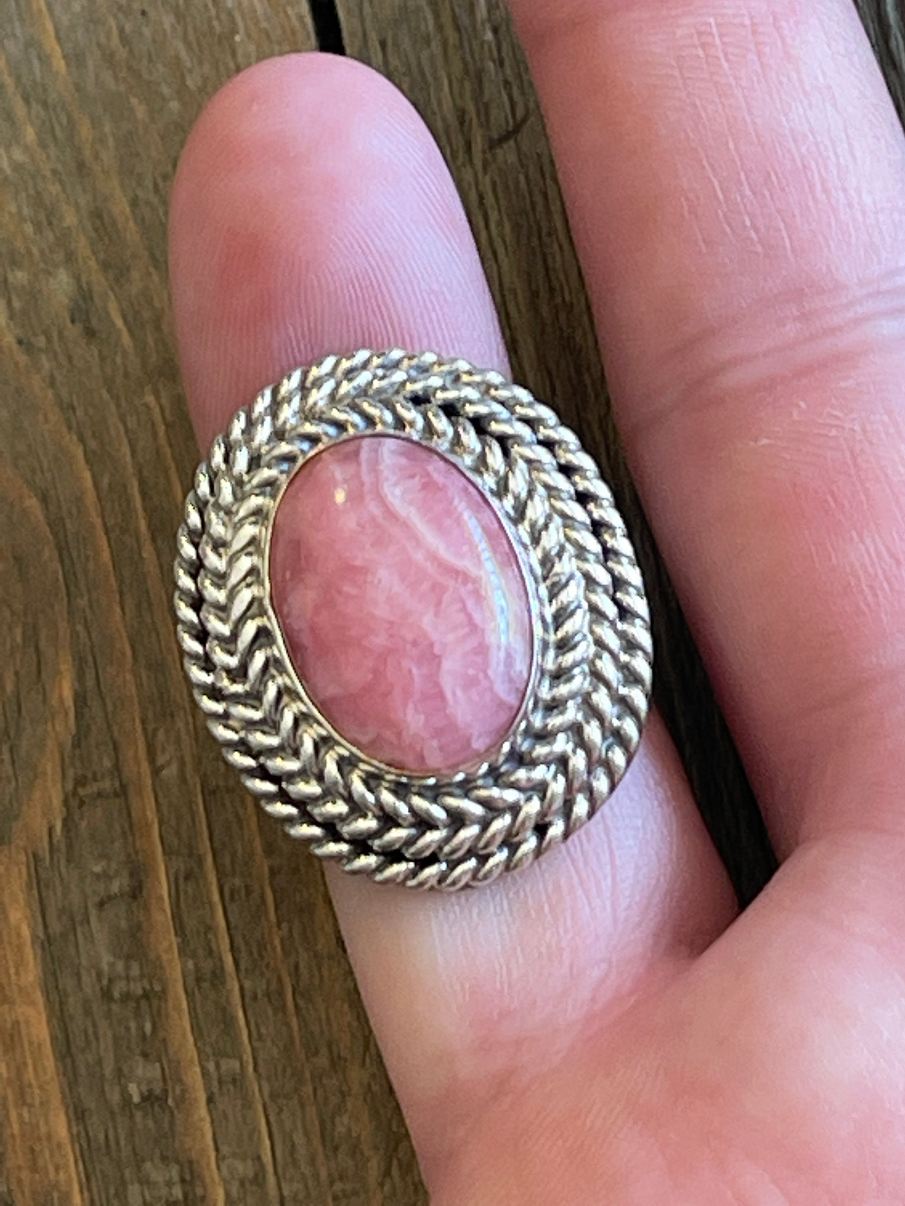 Navajo Rhodochrosite & Sterling Silver Ring Size 6