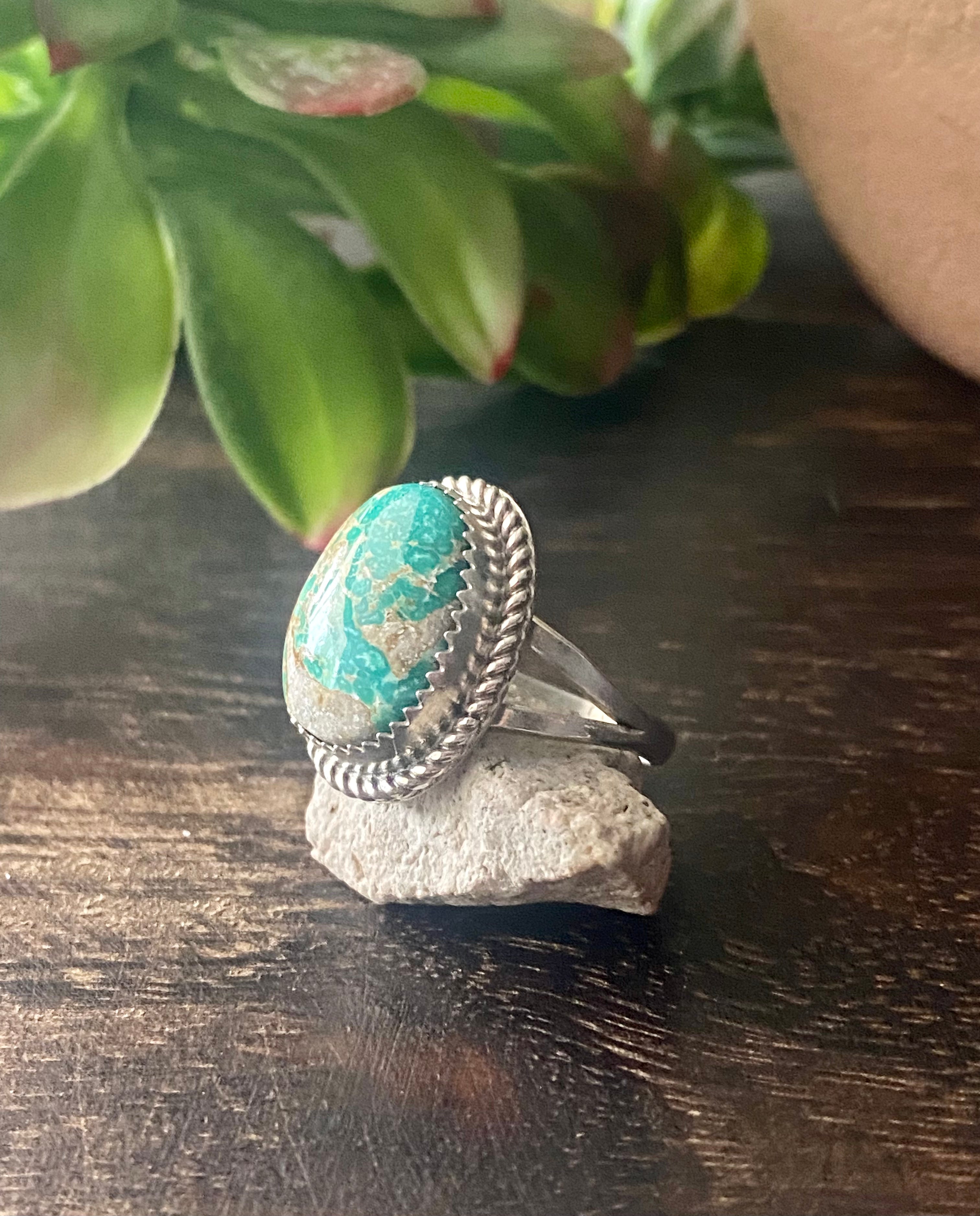 Reda Galvan Sonoran Mountain Turquoise & Sterling Silver Ring Size 8
