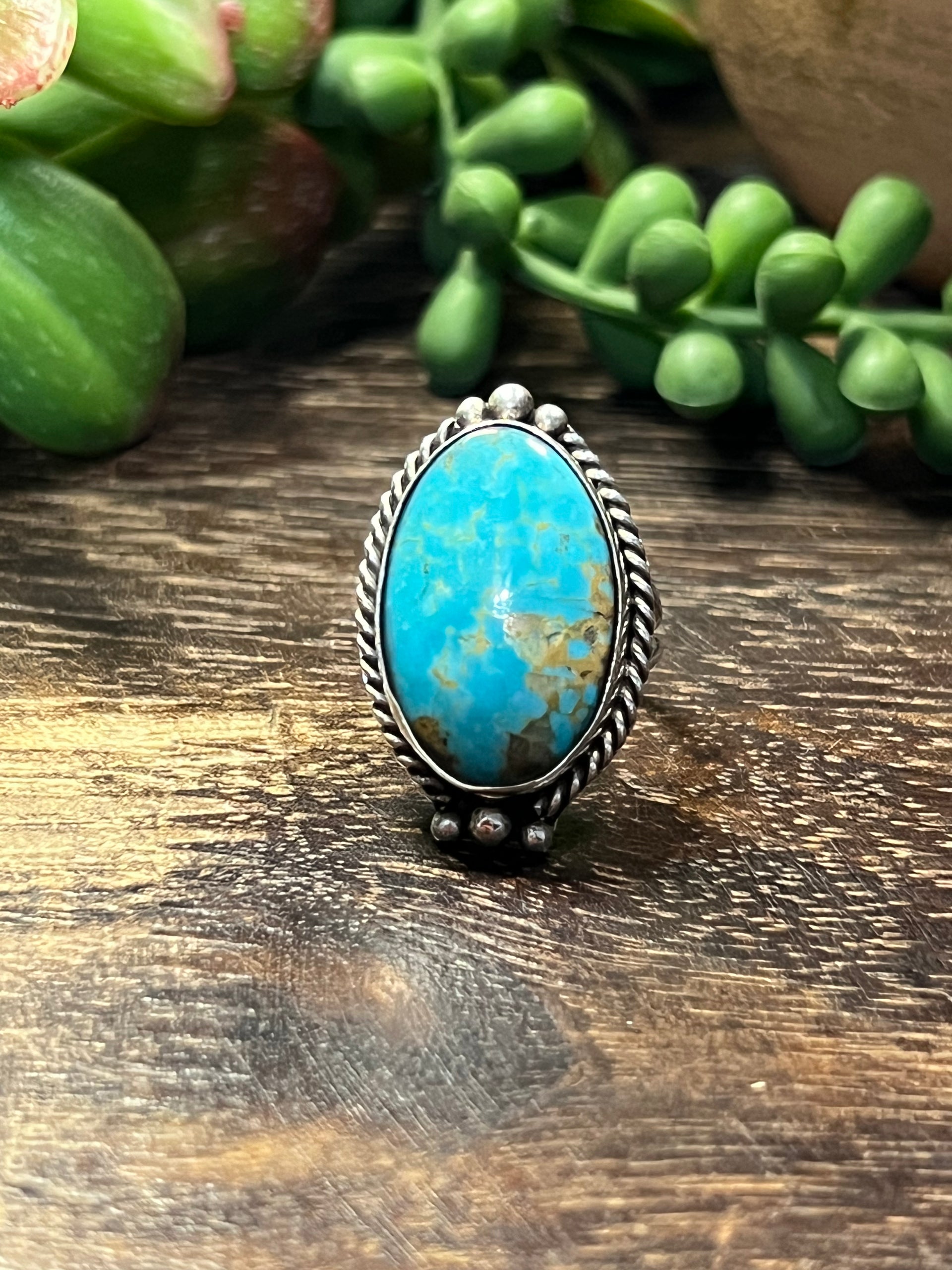 Scott Skeets Kingman Turquoise & Sterling Silver Ring Size 7.25