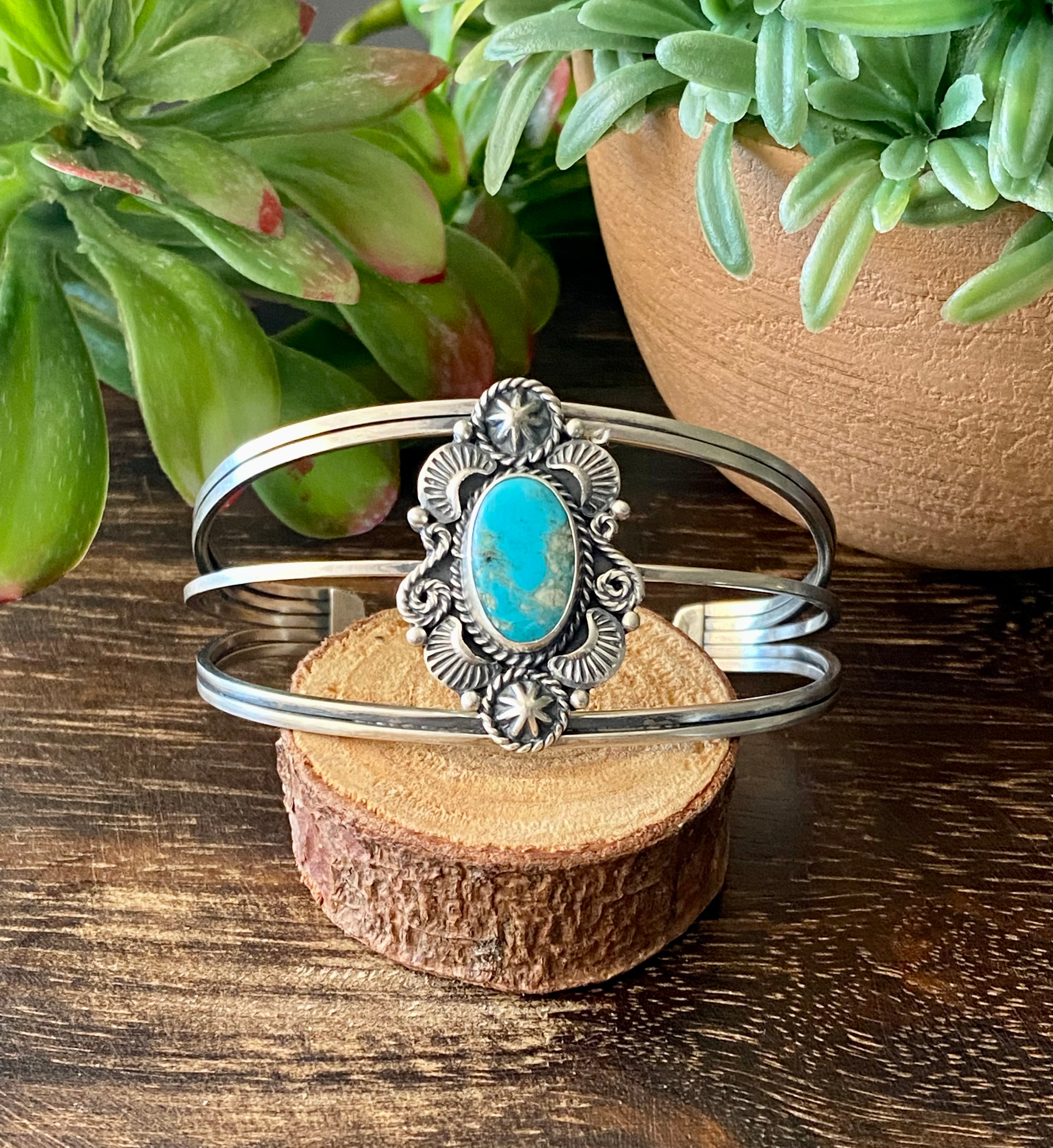 Larry Kay Kingman Turquoise & Sterling Silver Cuff Bracelet