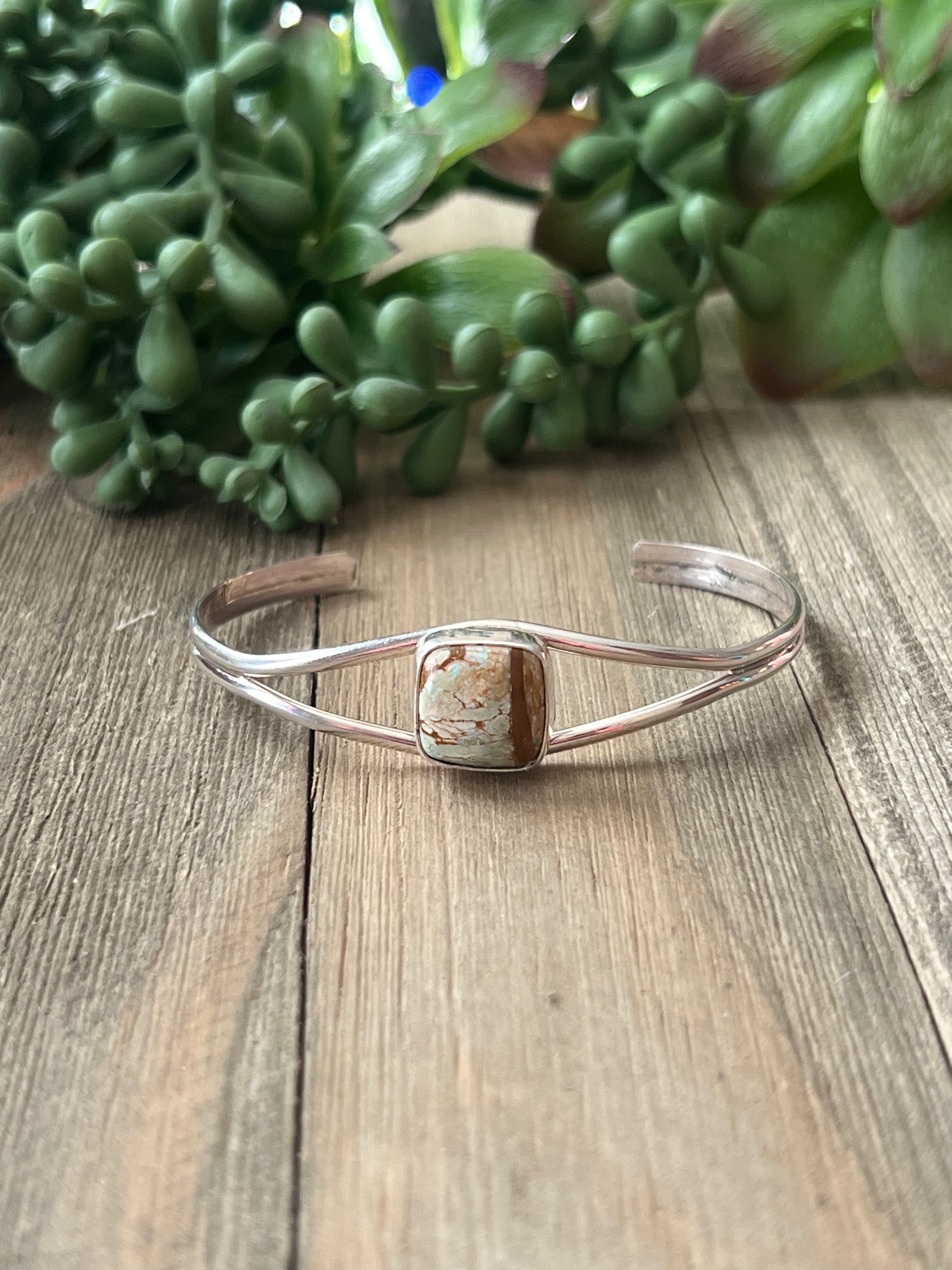 Navajo Made Royston Turquoise & Sterling Silver Cuff Bracelet