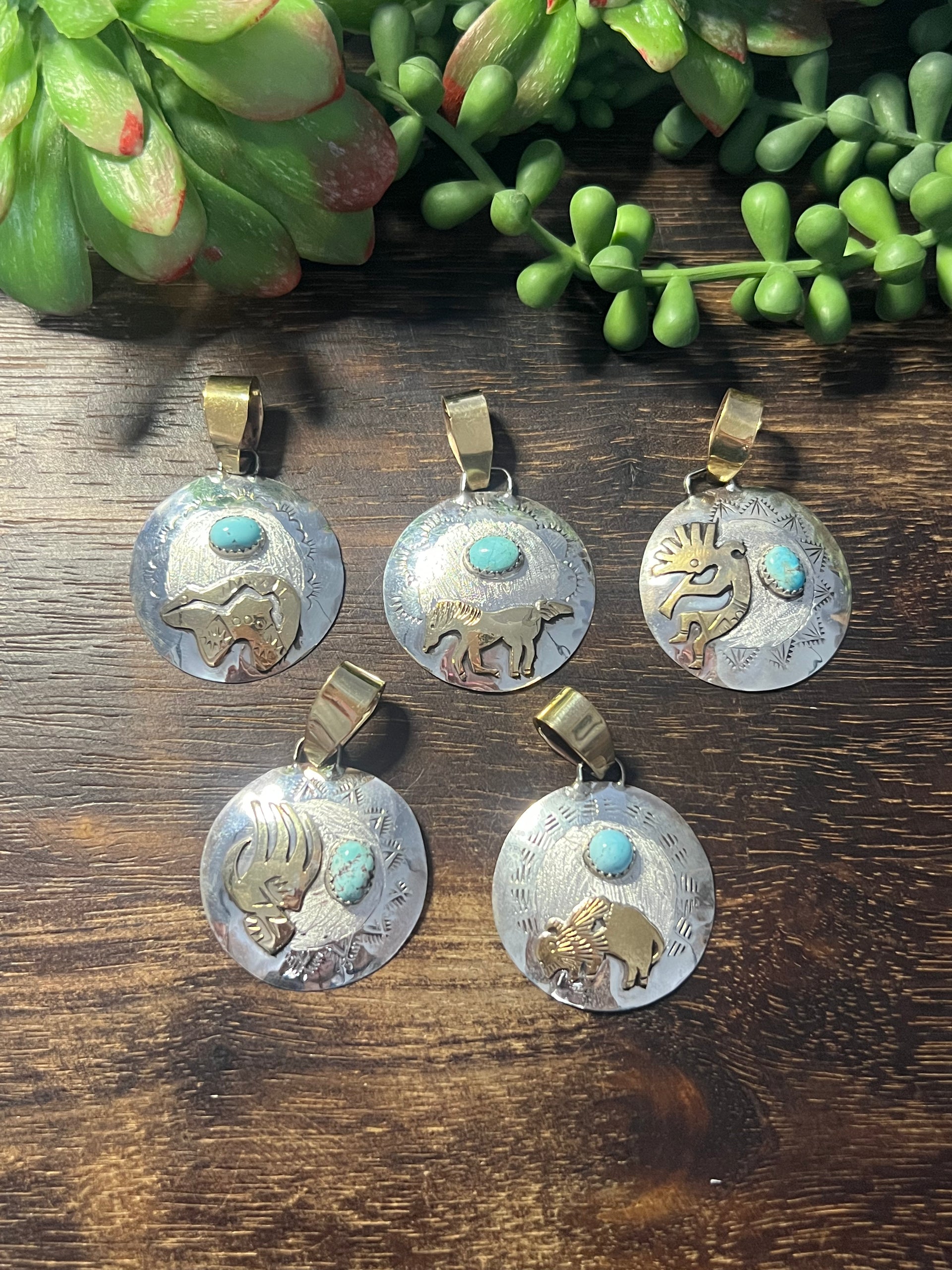 Navajo Made Golden Hill & Sterling Silver Pendant