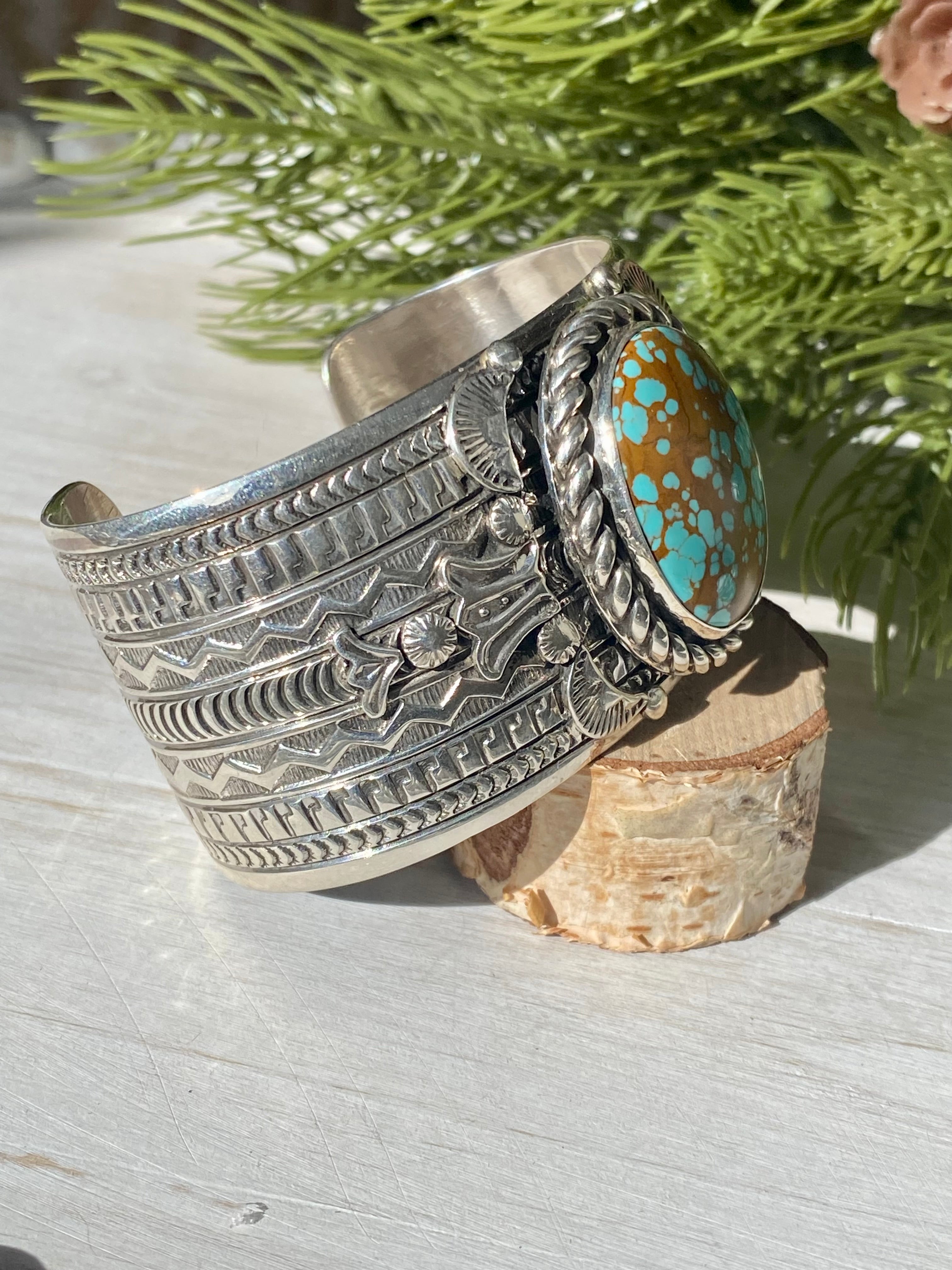 Jereme Delgarito Natural Pilot Mountain Turquoise & Sterling Silver Cuff Bracelet