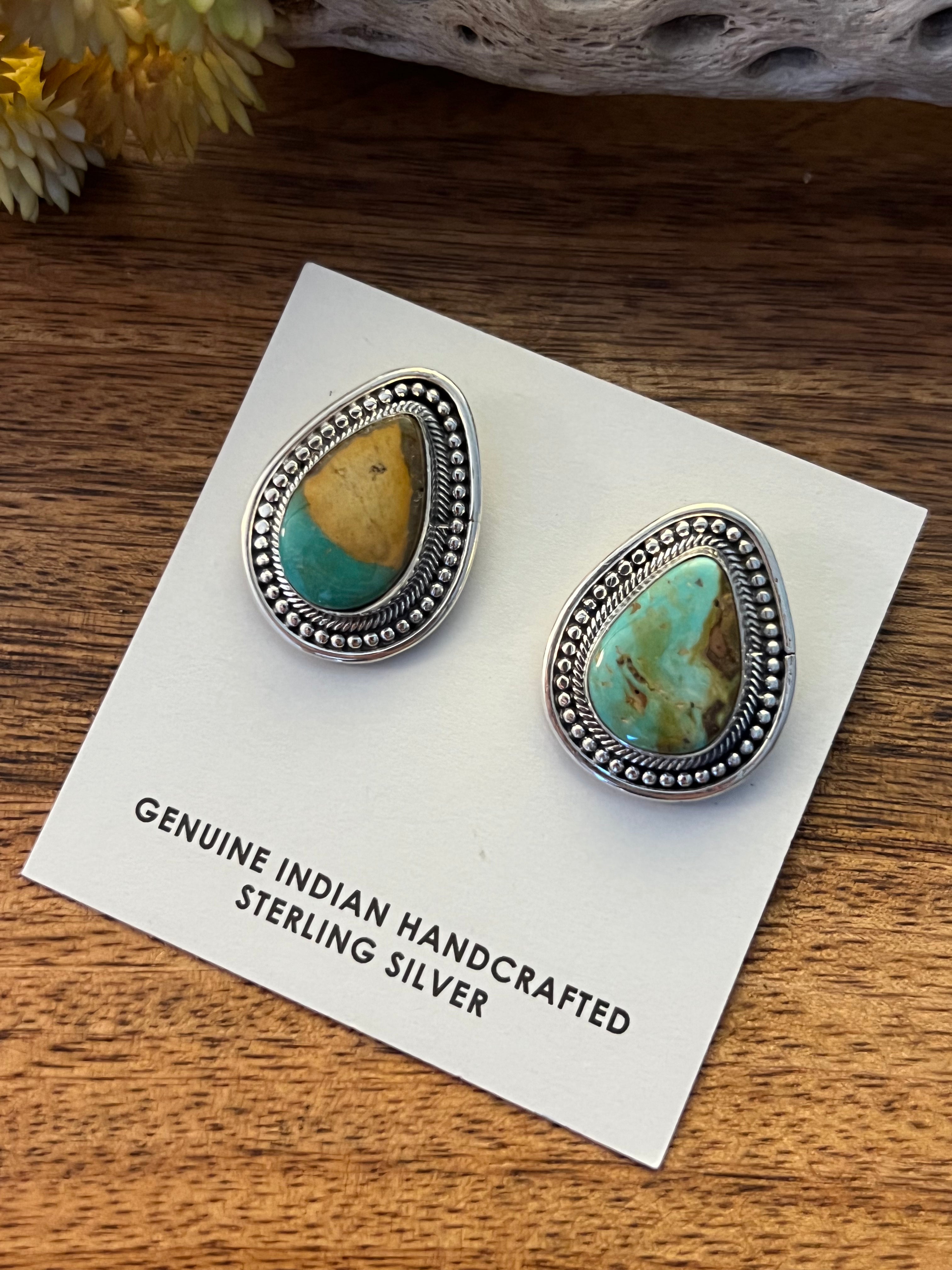 Navajo Turquoise & Sterling Silver Post Earrings